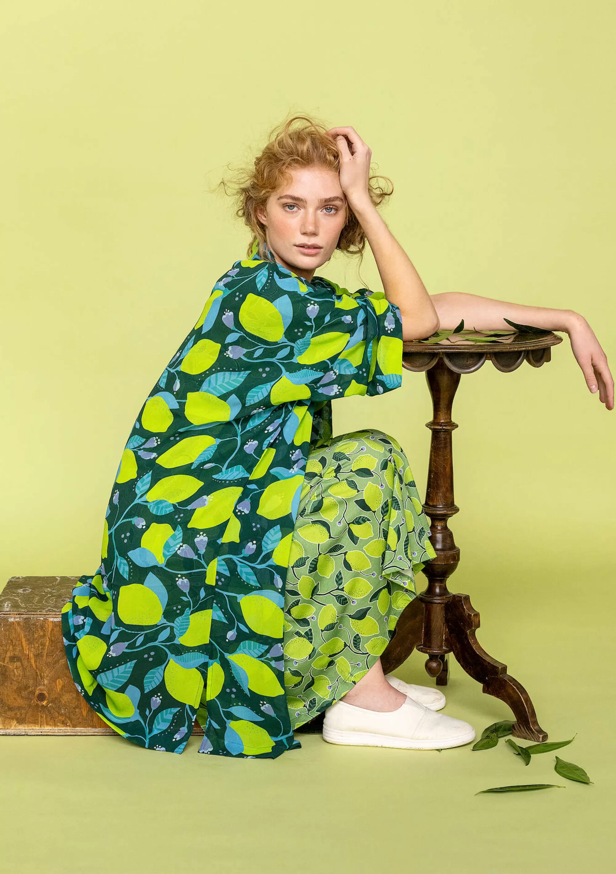 Strickjacken | Hippie-Mode^Gudrun Sjödén Kimono Limone Aus Viskosegewebe flaschengrün