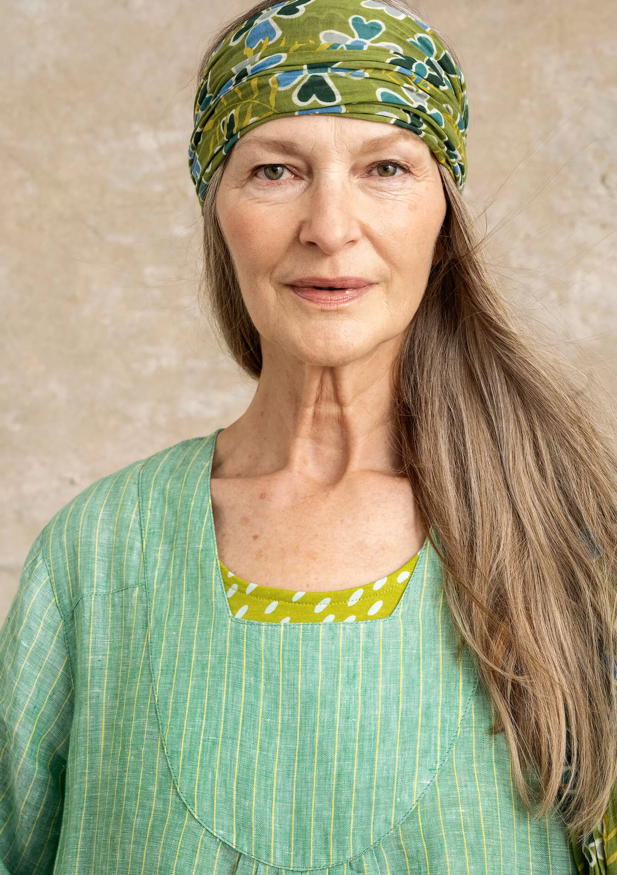 Kleider | Leinenkleidung^Gudrun Sjödén Kleid Aus Leinengewebe lotusgrün-gestreift