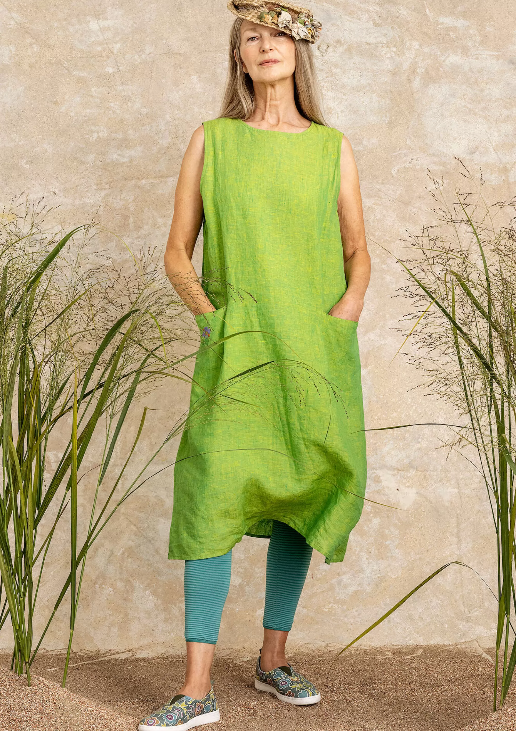 Kleider | Leinenkleidung^Gudrun Sjödén Kleid Aus Leinengewebe erbsengrün