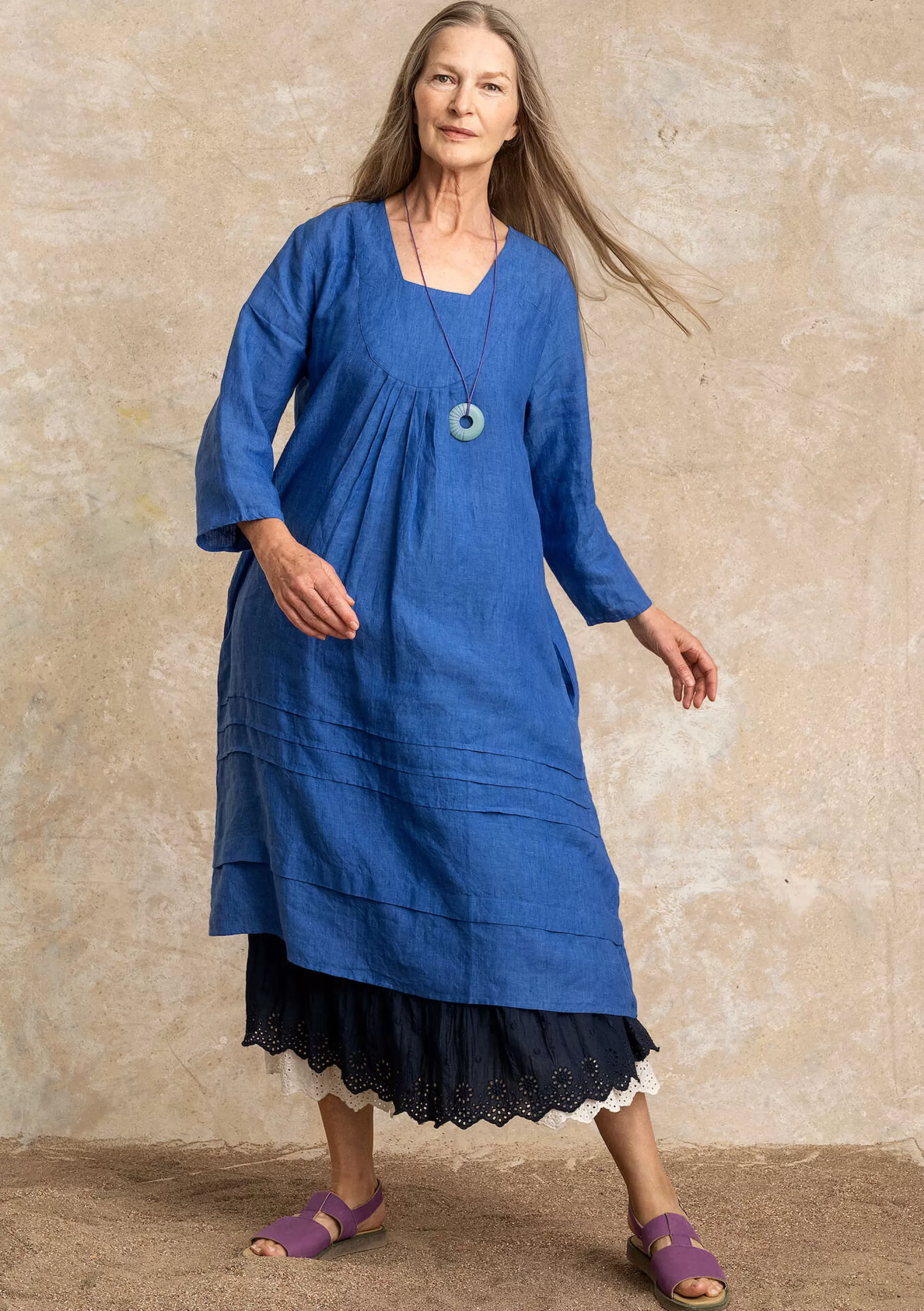 Große Größen | Kleider^Gudrun Sjödén Kleid Aus Leinengewebe lupine