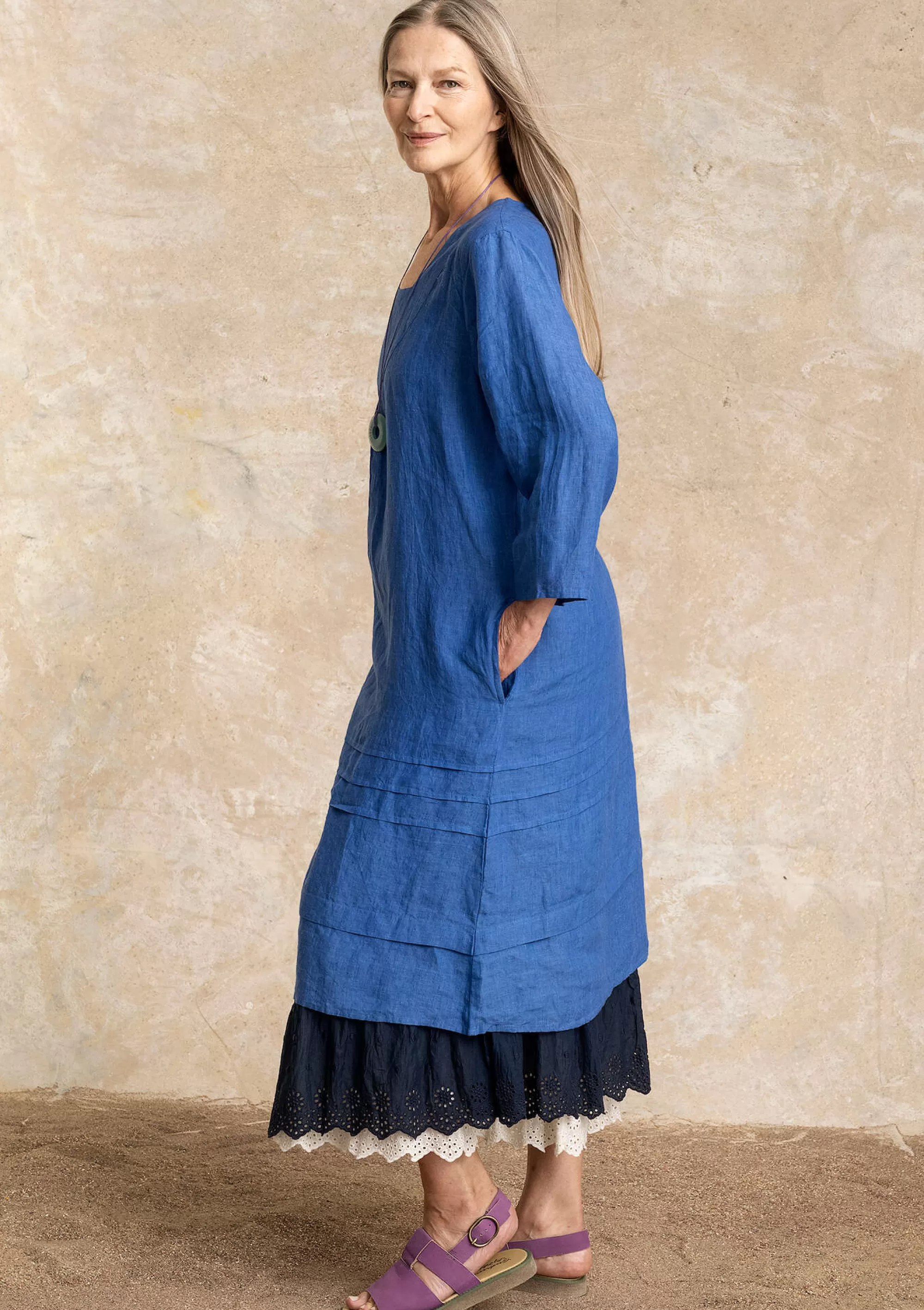 Große Größen | Kleider^Gudrun Sjödén Kleid Aus Leinengewebe lupine