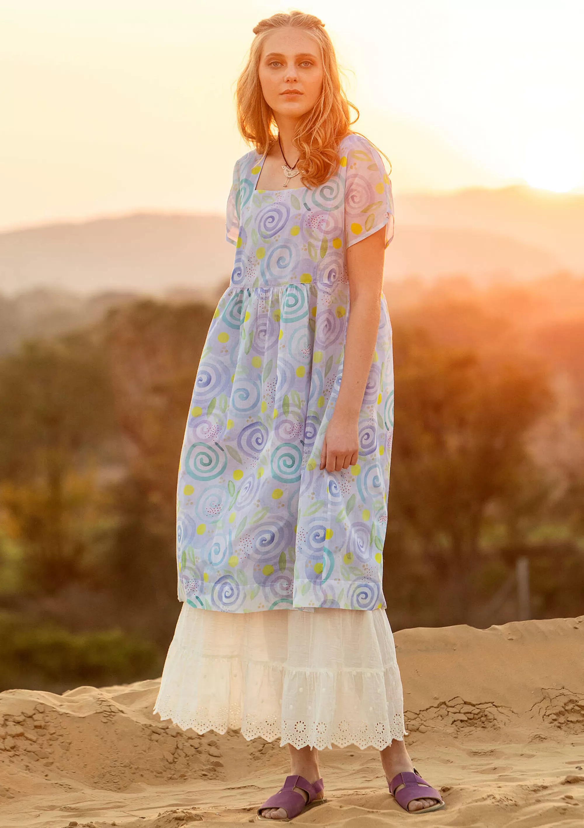 Kleider | Kleider im Hippie-Stil^Gudrun Sjödén Kleid Cumulus Aus Baumwollgewebe vergissmeinnicht
