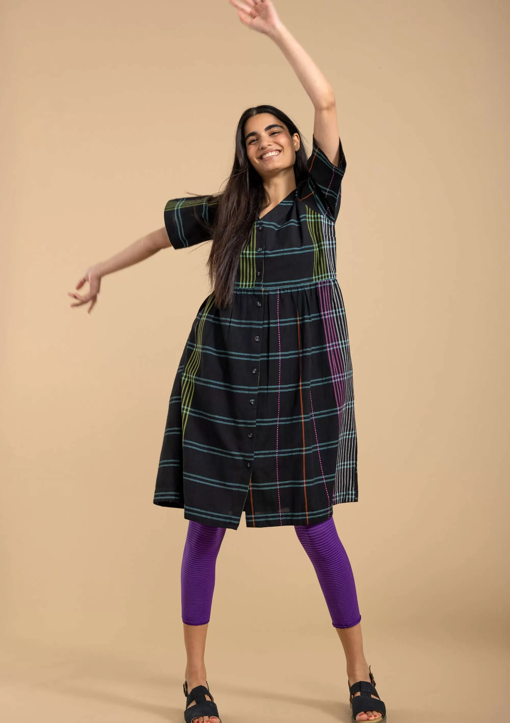 Kleider^Gudrun Sjödén Kleid Fields Aus Baumwollgewebe schwarz