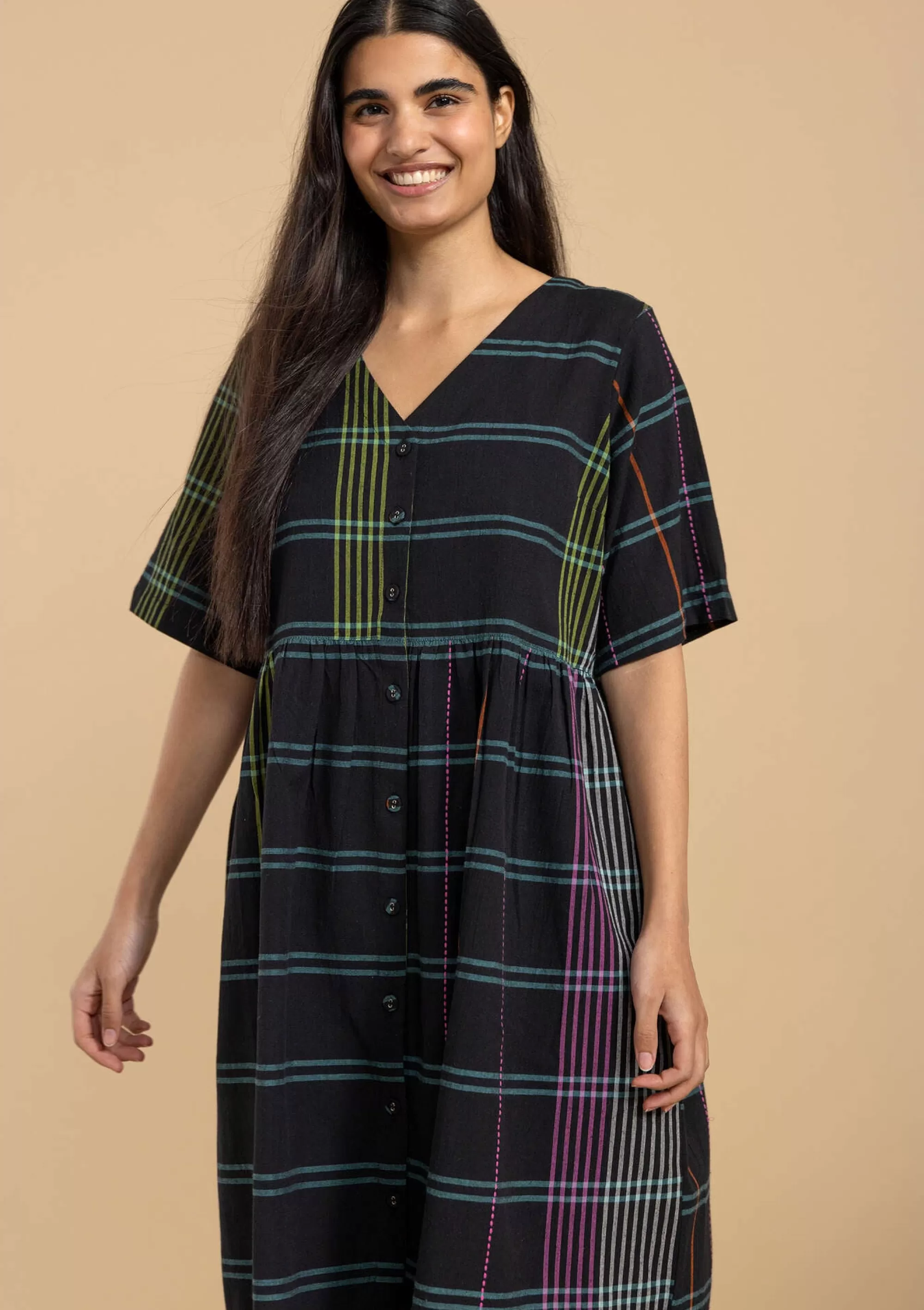 Kleider^Gudrun Sjödén Kleid Fields Aus Baumwollgewebe schwarz