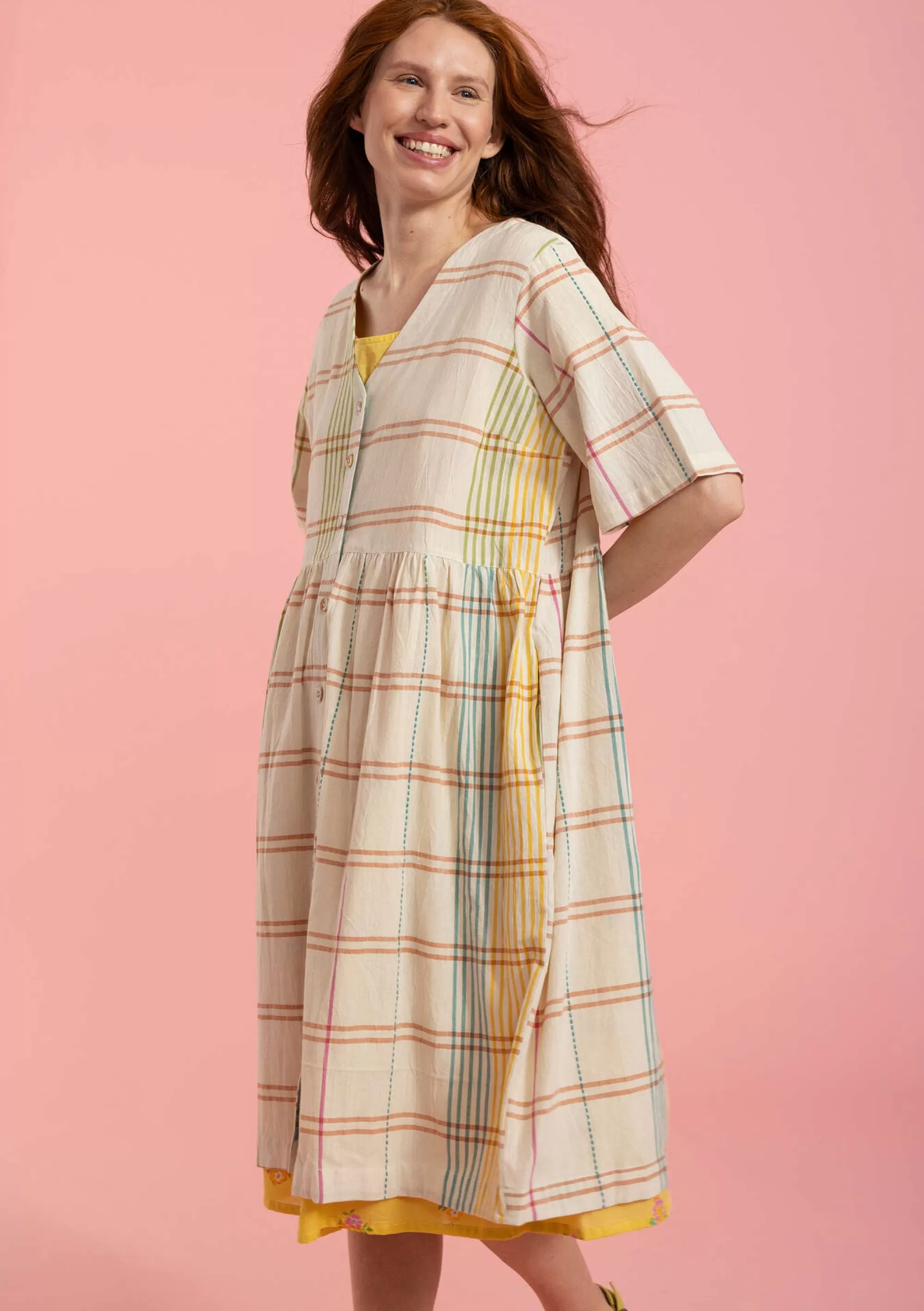 Kleider^Gudrun Sjödén Kleid Fields Aus Baumwollgewebe ungebleicht