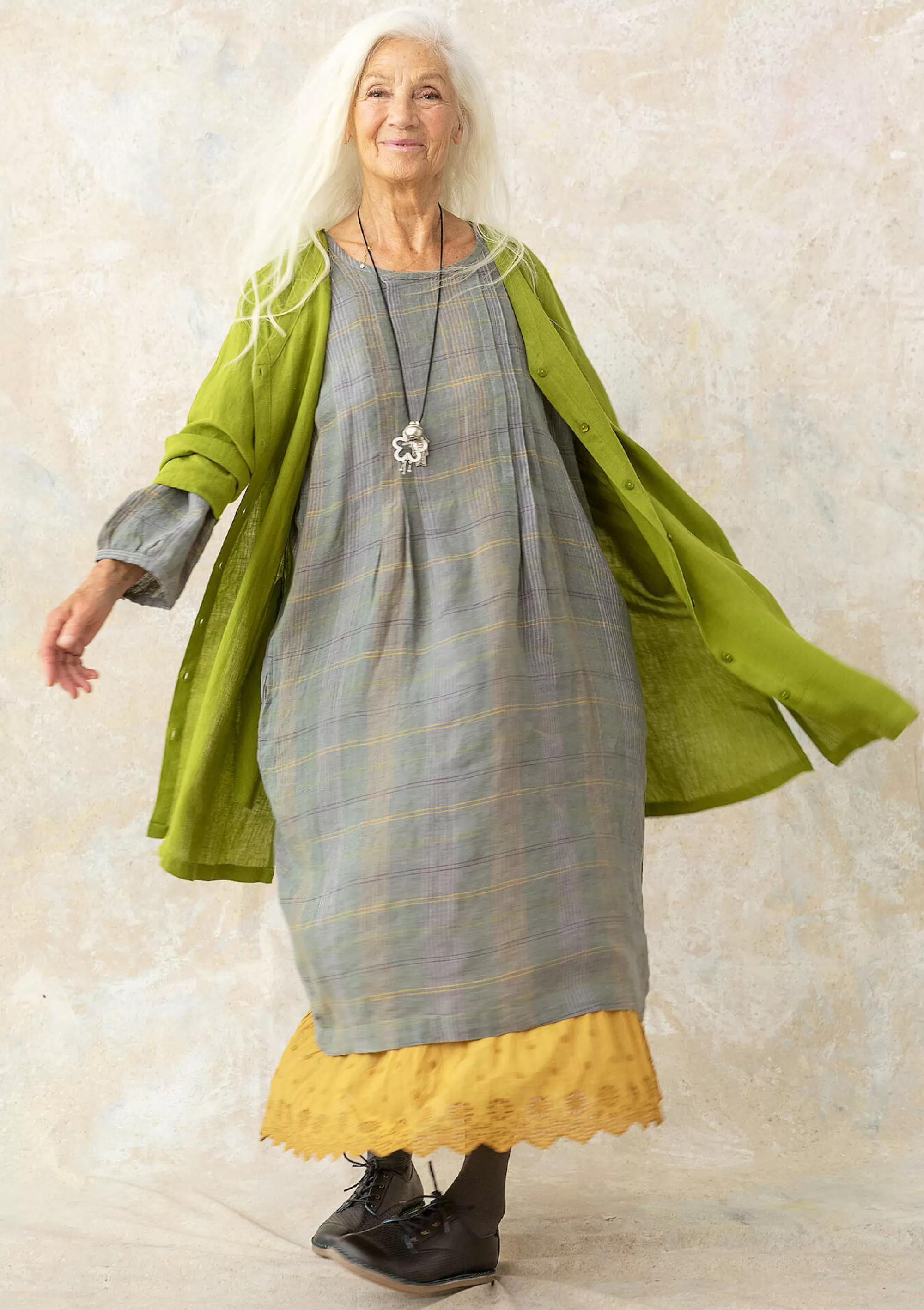 Kleider | Kleider im Hippie-Stil^Gudrun Sjödén Kleid Lillian Aus Leinengewebe grafit-gemustert