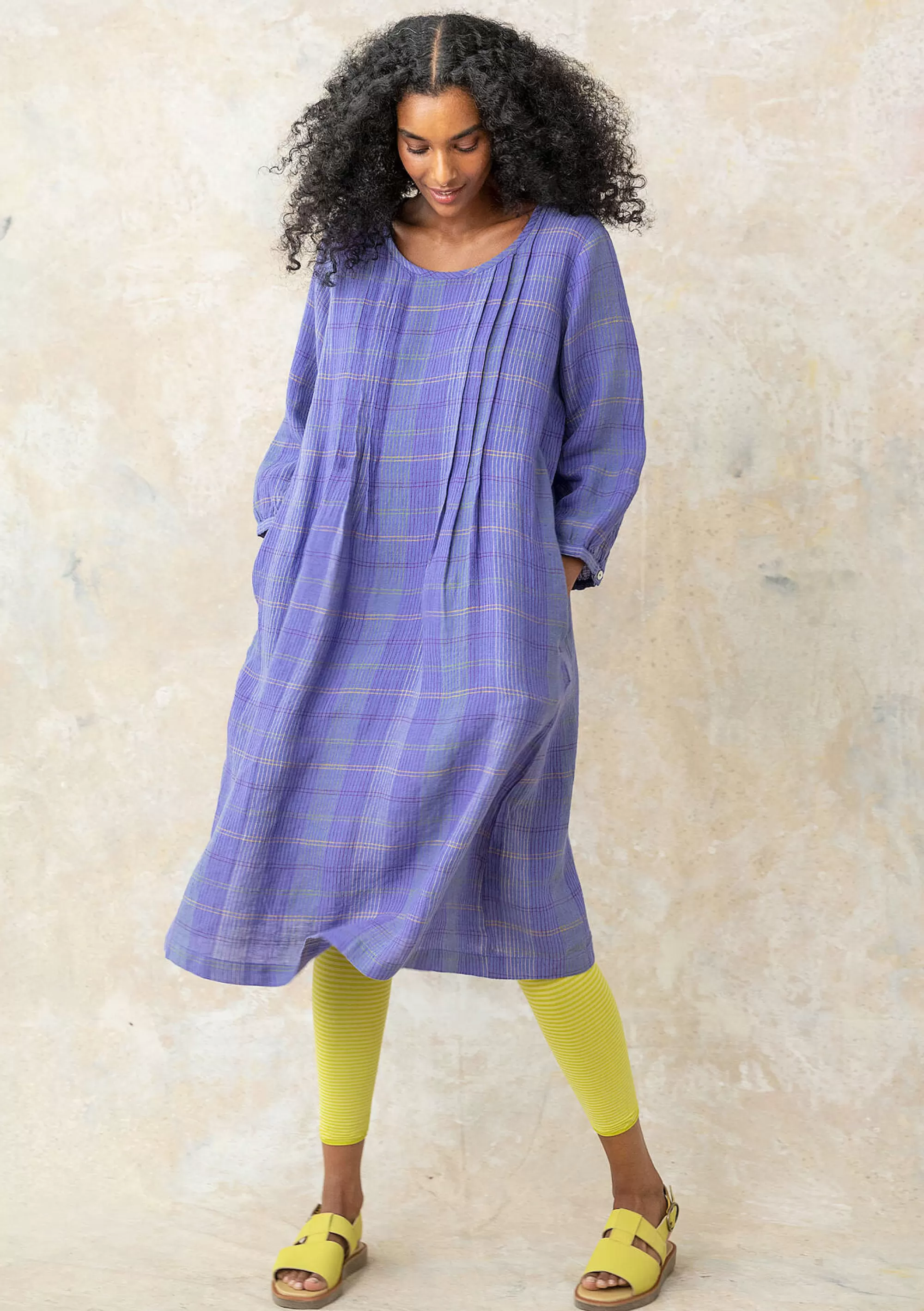 Kleider | Leinenkleidung^Gudrun Sjödén Kleid Lillian Aus Leinengewebe himmelblau-gemustert