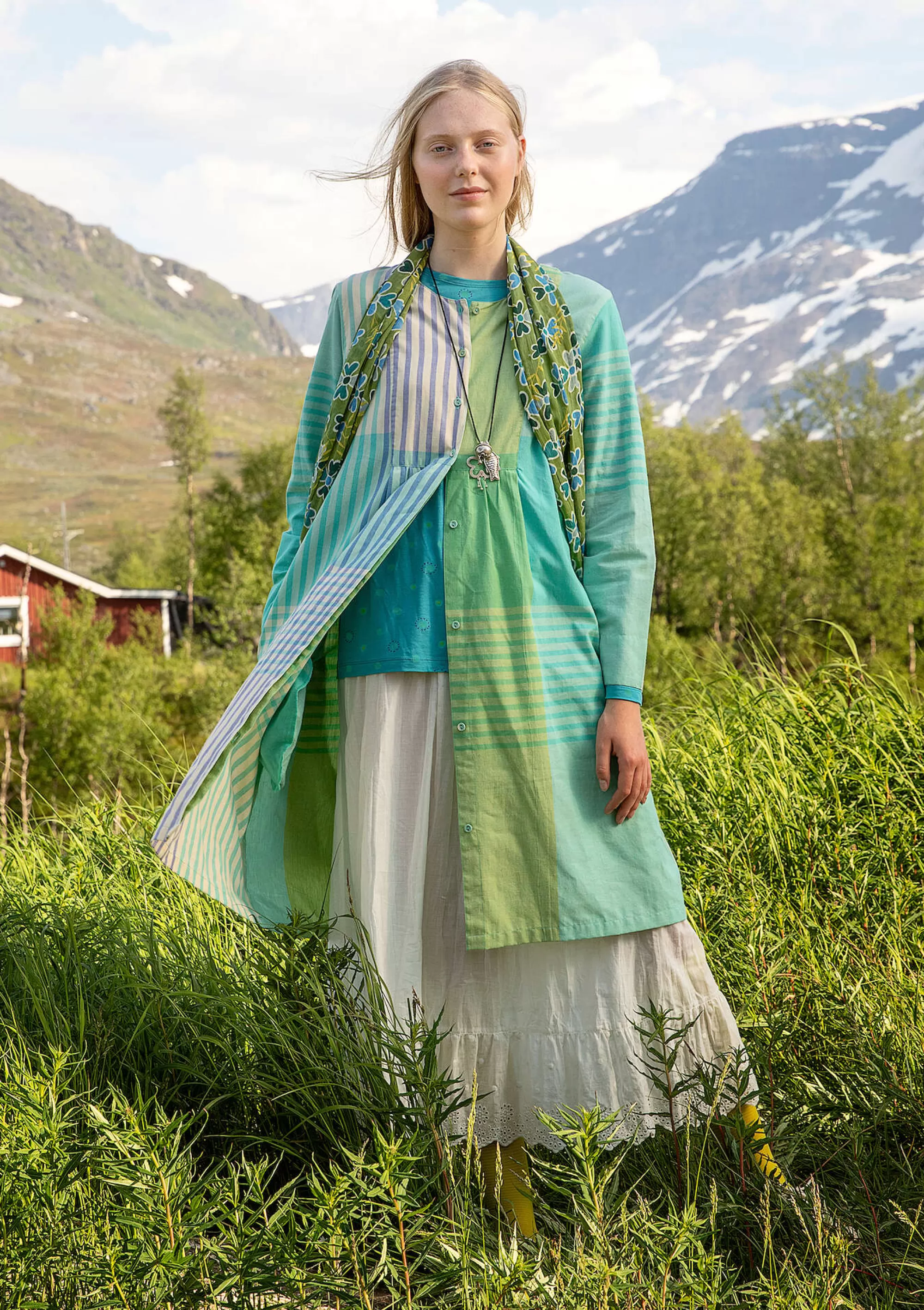 Kleider | Öko-Baumwolle^Gudrun Sjödén Kleid Madras Aus Bio-Baumwollgewebe jade