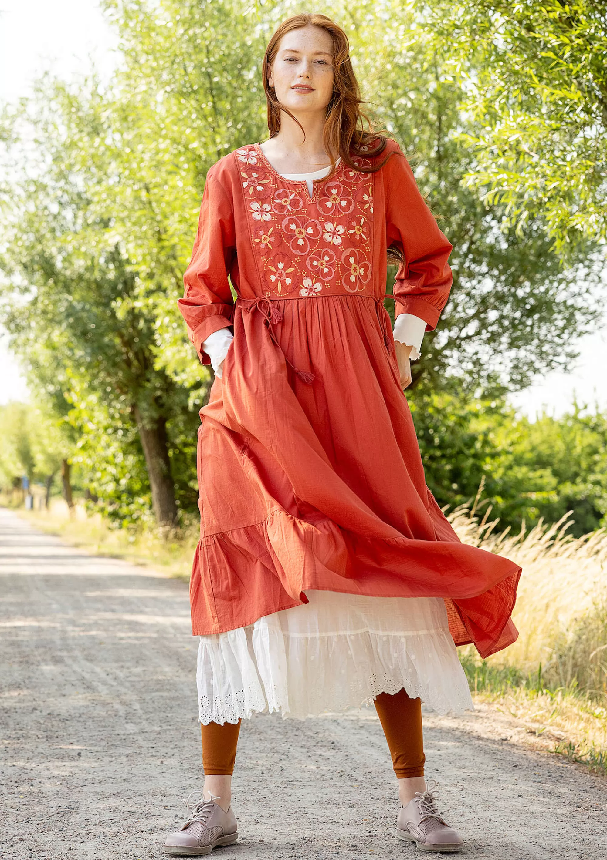 Kleider | Öko-Baumwolle^Gudrun Sjödén Kleid Sahara Aus Bio-Baumwollgewebe ziegel