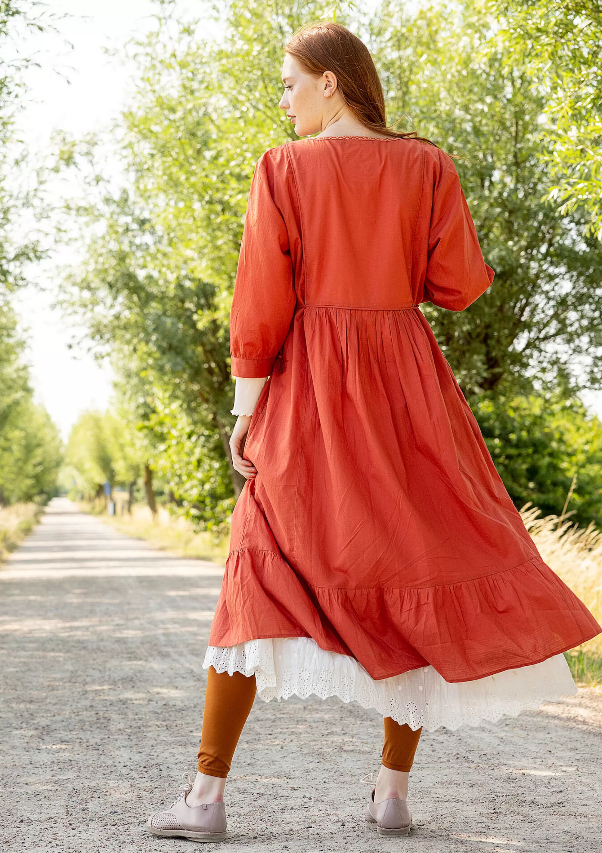 Kleider | Öko-Baumwolle^Gudrun Sjödén Kleid Sahara Aus Bio-Baumwollgewebe ziegel