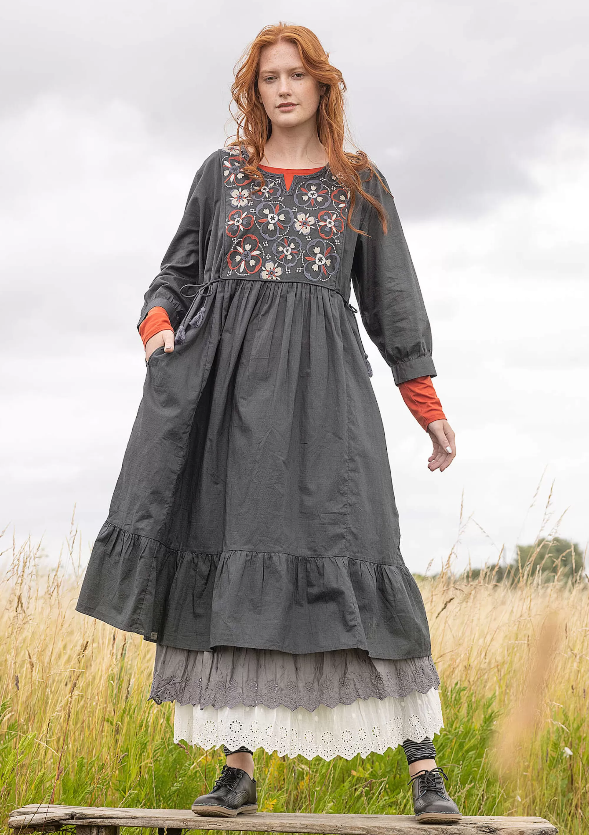Kleider | Öko-Baumwolle^Gudrun Sjödén Kleid Sahara Aus Bio-Baumwollgewebe dunkelaschgrau