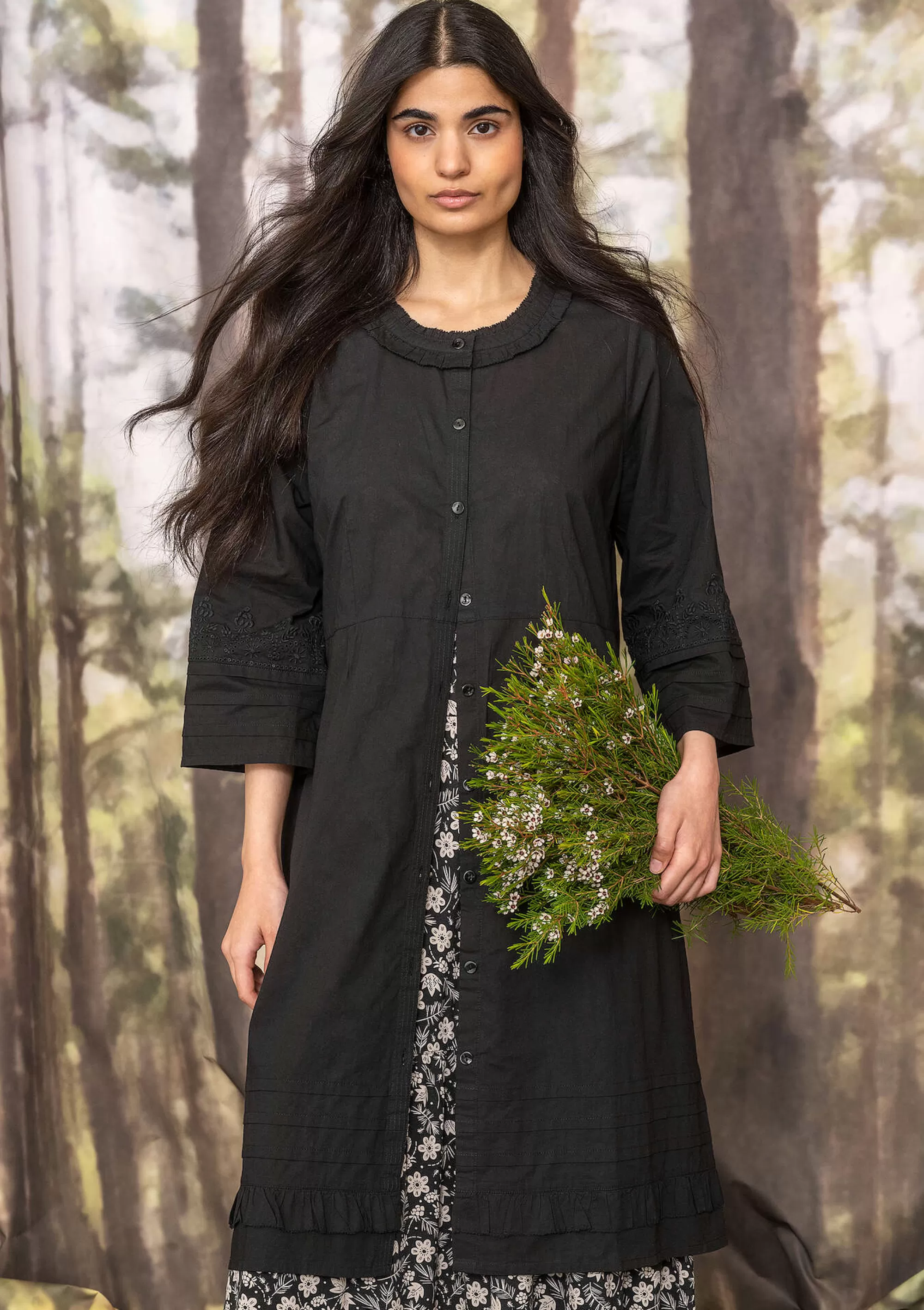 Kleider | Öko-Baumwolle^Gudrun Sjödén Kleid Tjärn Aus Bio-Baumwollgewebe schwarz
