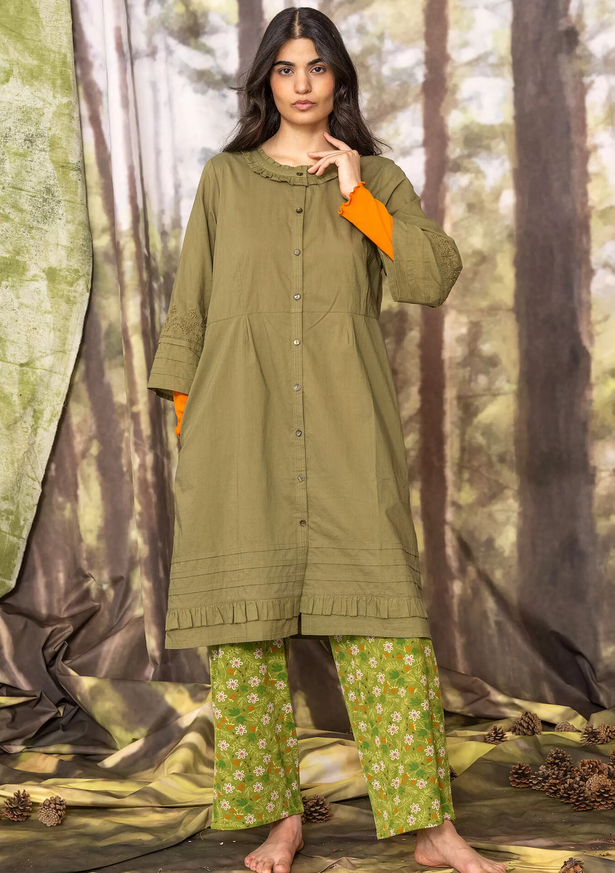 Kleider | Folklore^Gudrun Sjödén Kleid Tjärn Aus Bio-Baumwollgewebe thuja