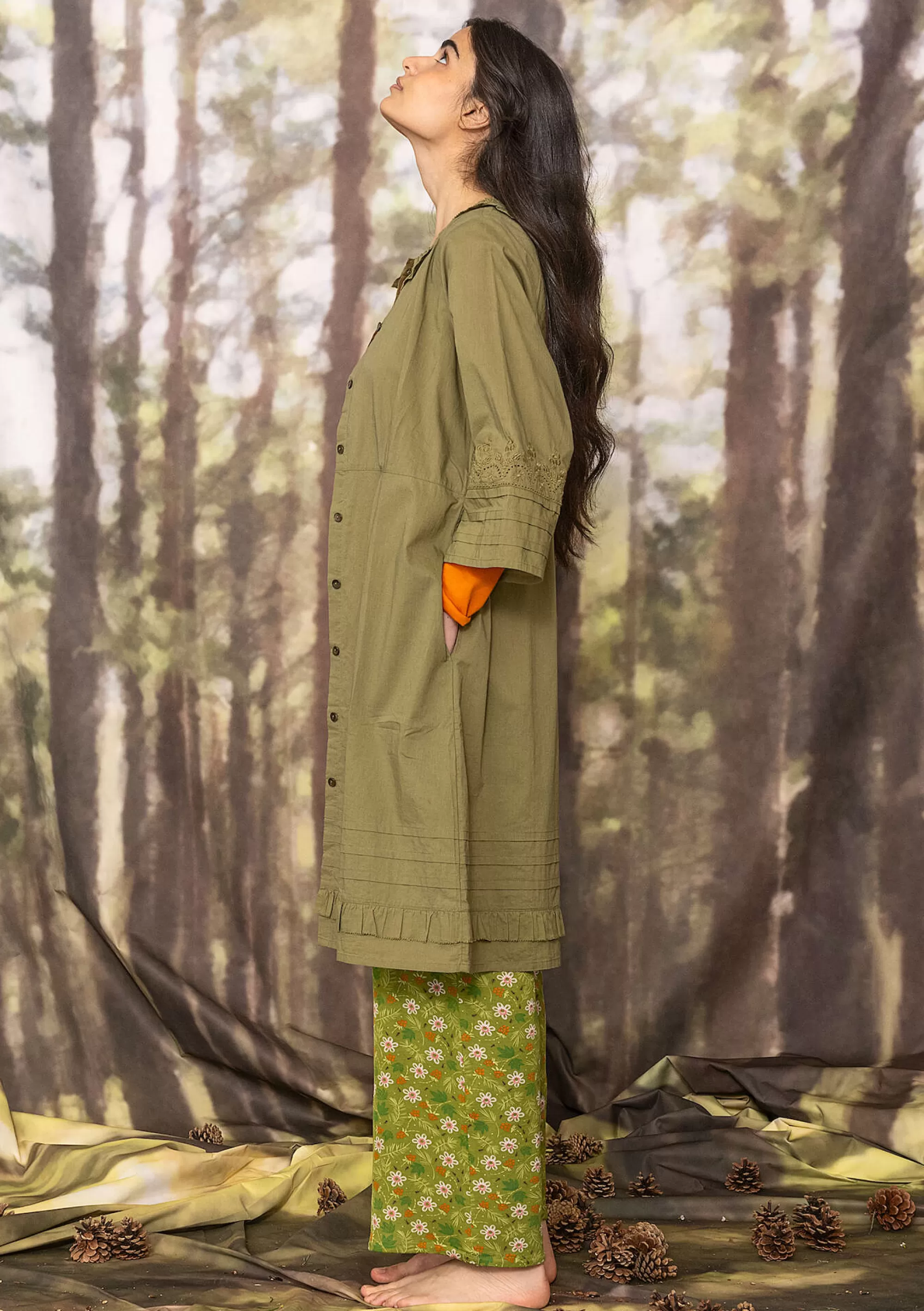 Kleider | Folklore^Gudrun Sjödén Kleid Tjärn Aus Bio-Baumwollgewebe thuja