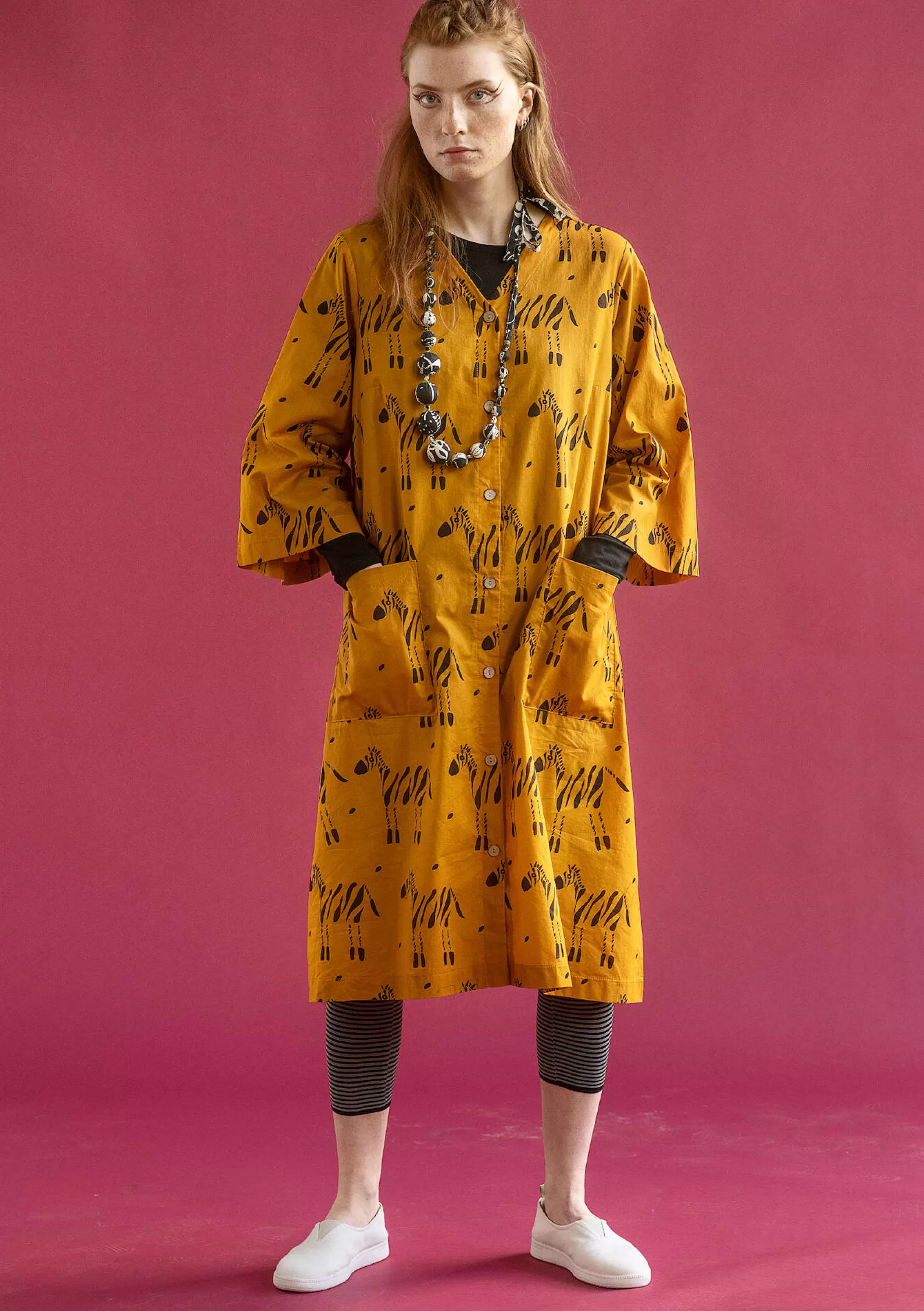 Kleider | Kleider im Hippie-Stil^Gudrun Sjödén Kleid Zebra Aus Bio-Baumwolle sahara