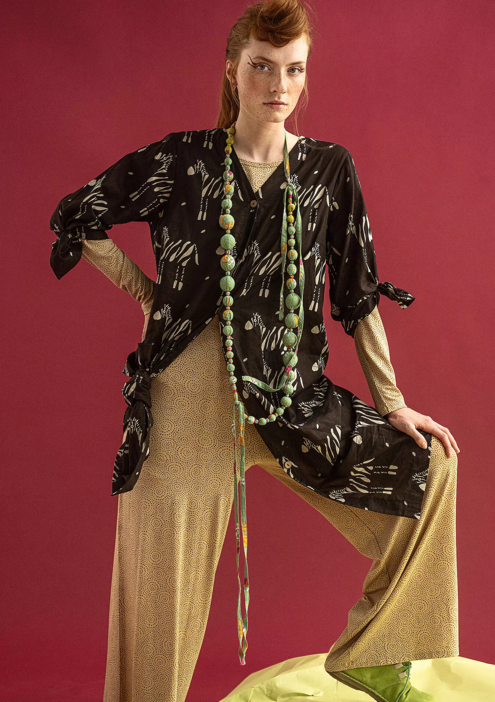 Kleider | Kleider im Hippie-Stil^Gudrun Sjödén Kleid Zebra Aus Bio-Baumwolle naturschwarz