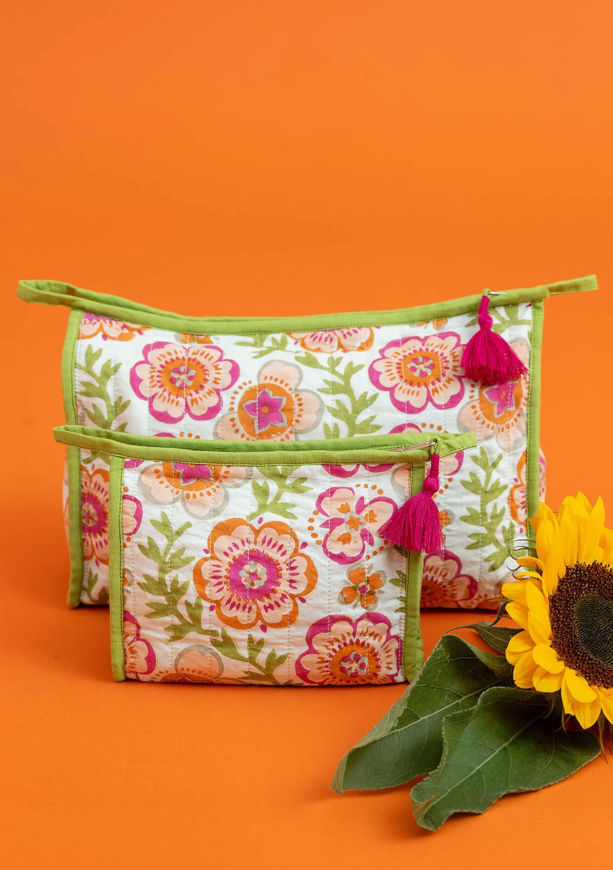 Taschen | Bad-Accessoires^Gudrun Sjödén Kosmetiktasche Petals Aus Bio-Baumwolle waldgrün