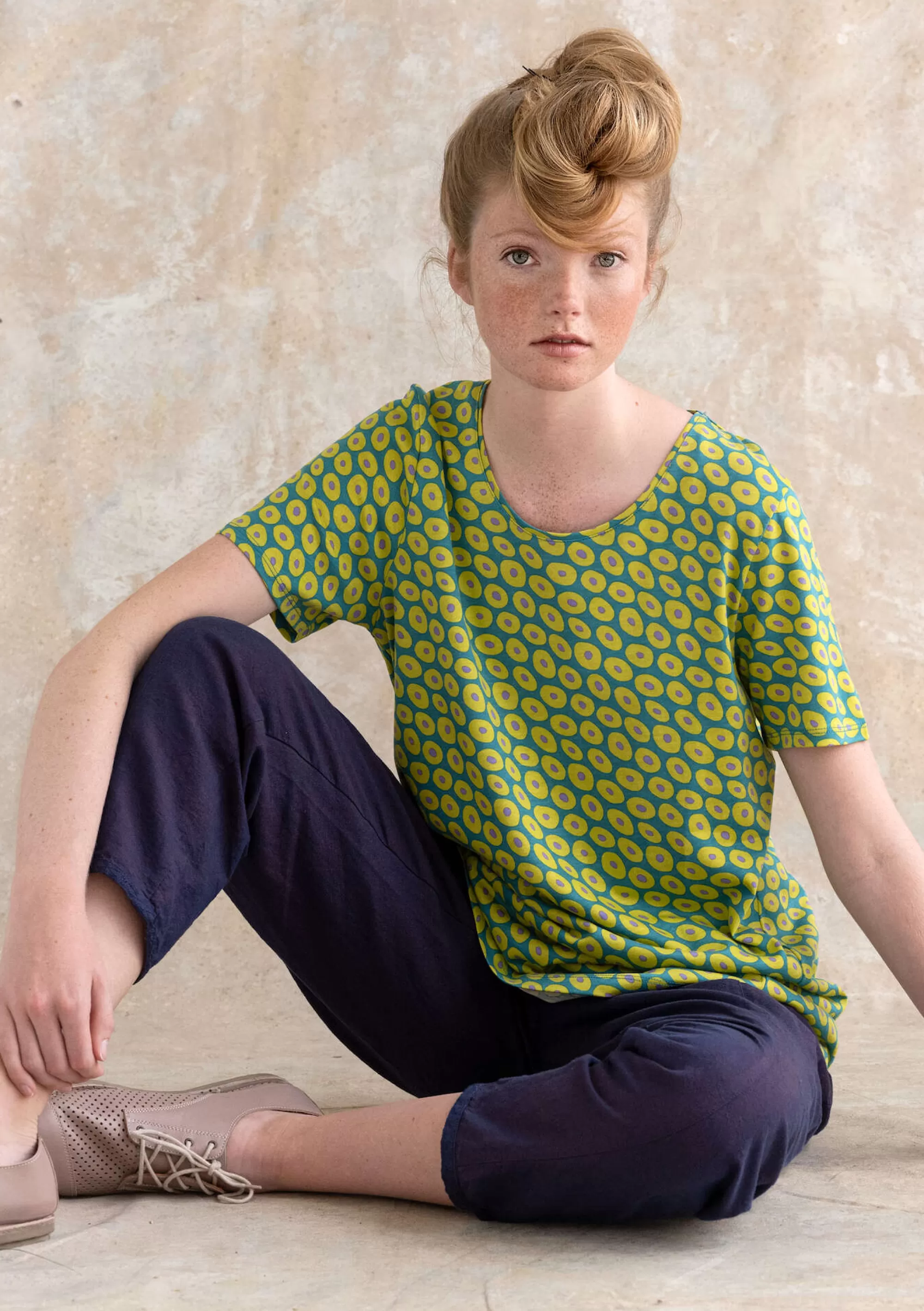 Pullover & Shirts | Öko-Baumwolle^Gudrun Sjödén Kurzarmshirt Billie Aus Bio-Baumwolle/Modal aqua-gemustert