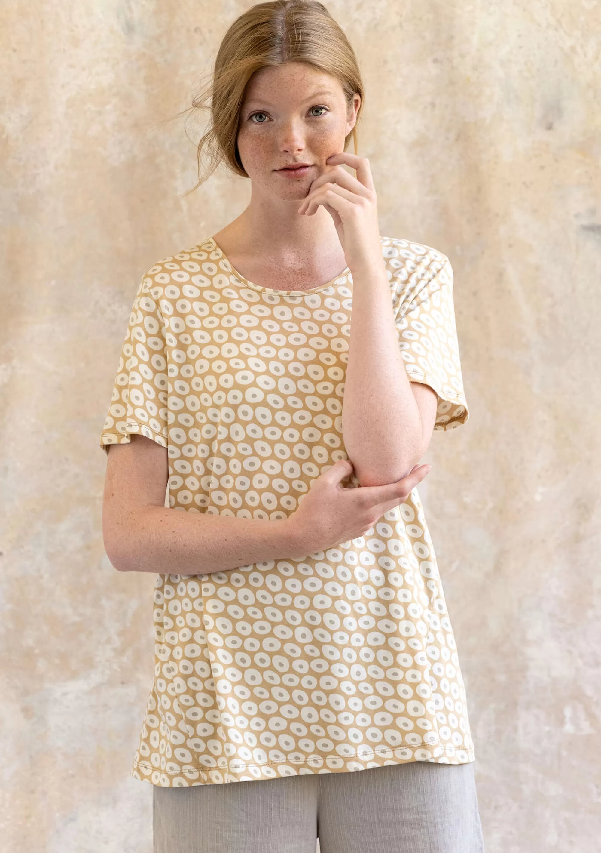 Pullover & Shirts | Öko-Baumwolle^Gudrun Sjödén Kurzarmshirt Billie Aus Bio-Baumwolle/Modal hafer-gemustert