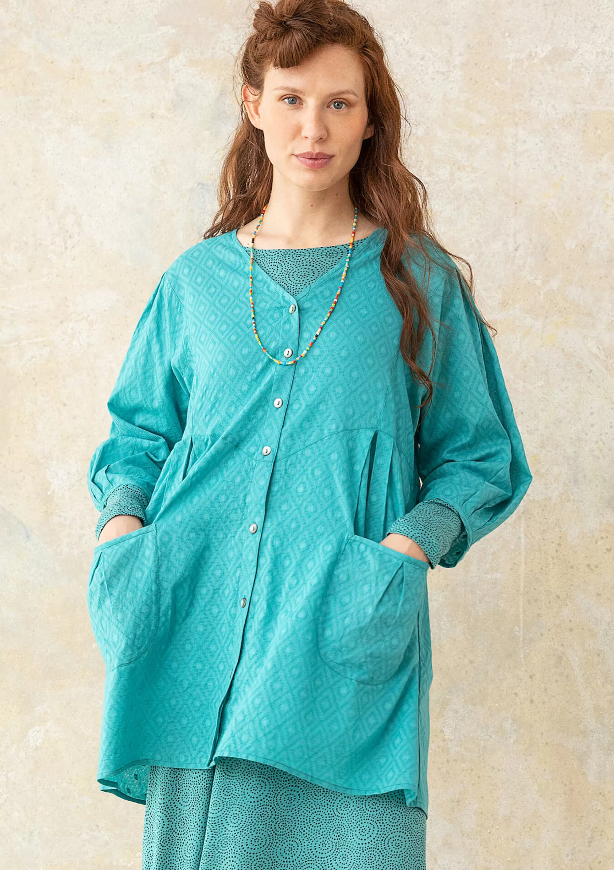 Blusen | Öko-Baumwolle^Gudrun Sjödén Künstlerbluse Aus Bio-Baumwollgewebe aqua