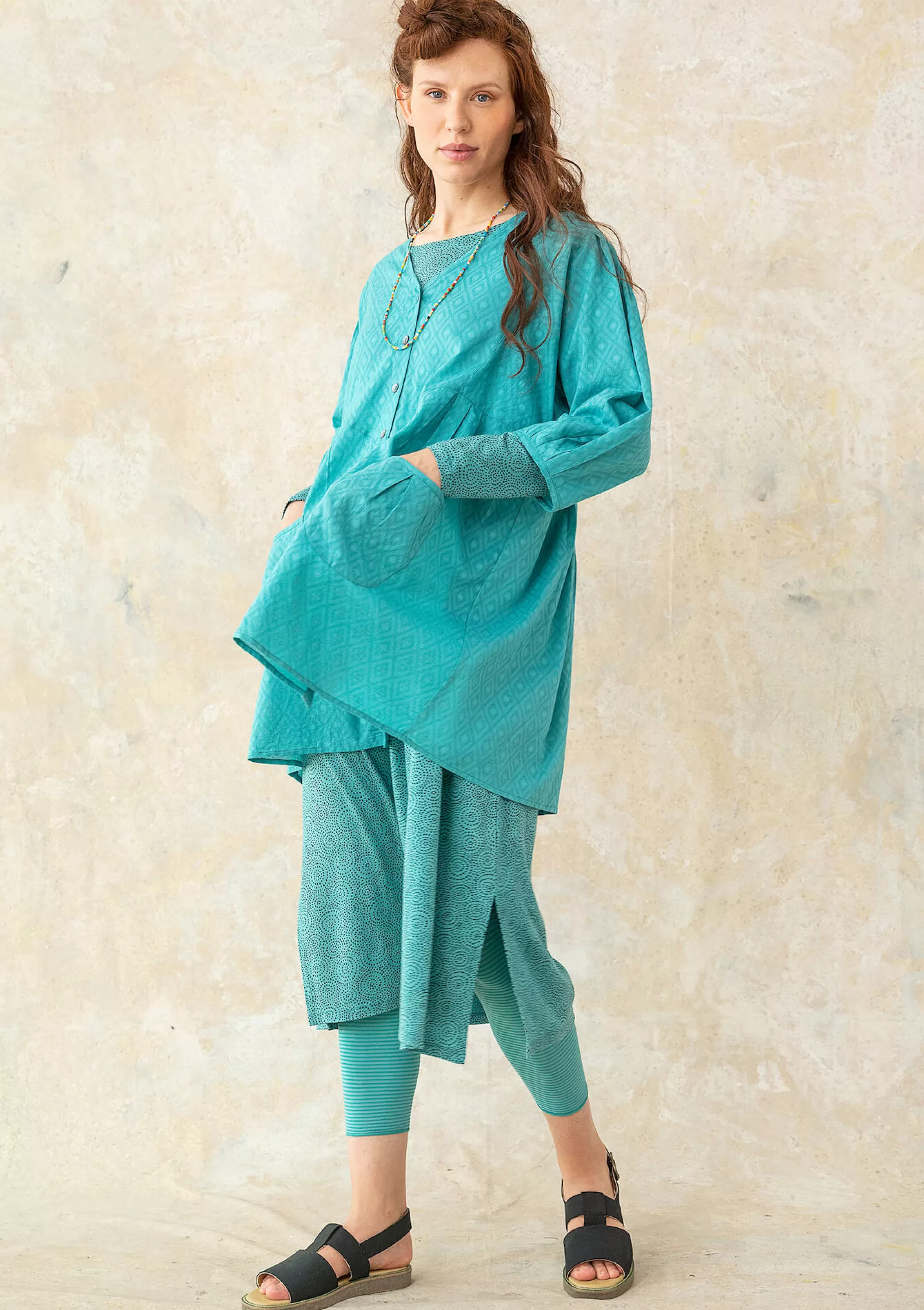 Blusen | Öko-Baumwolle^Gudrun Sjödén Künstlerbluse Aus Bio-Baumwollgewebe aqua
