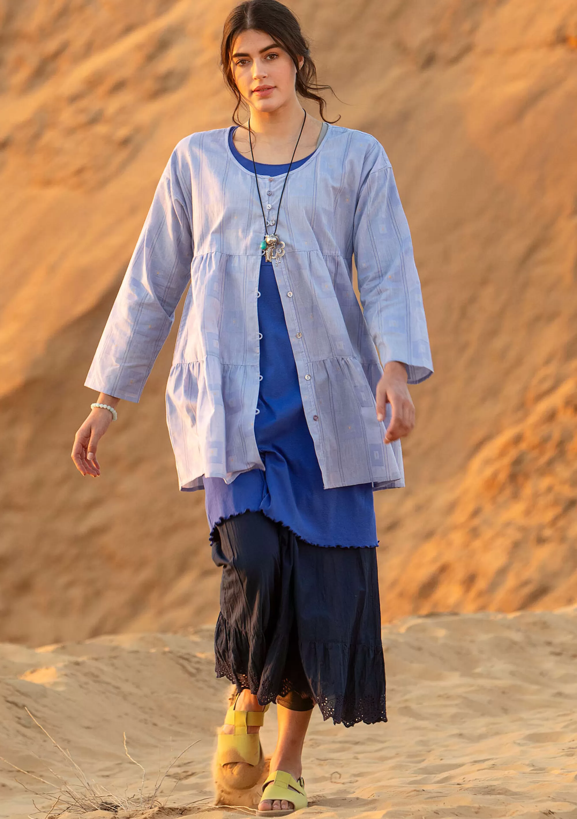 Hippie-Mode | Blusen^Gudrun Sjödén Künstlerbluse Cirrus Aus Bio-Baumwolle lavendel