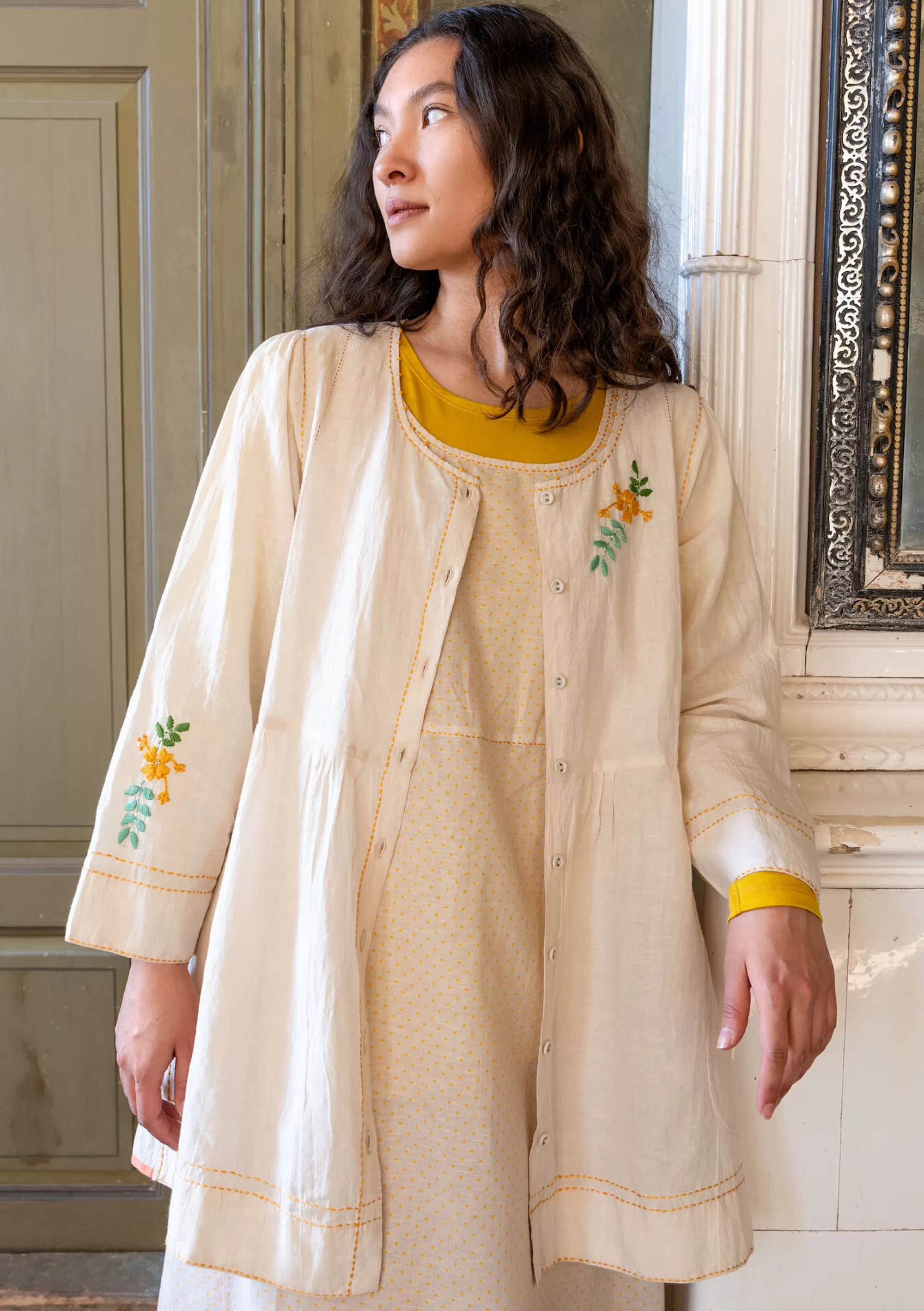 Blusen | UNIQUM^Gudrun Sjödén Künstlerbluse Shimla Aus Bio-Baumwolle/Leinen Mandelmilch