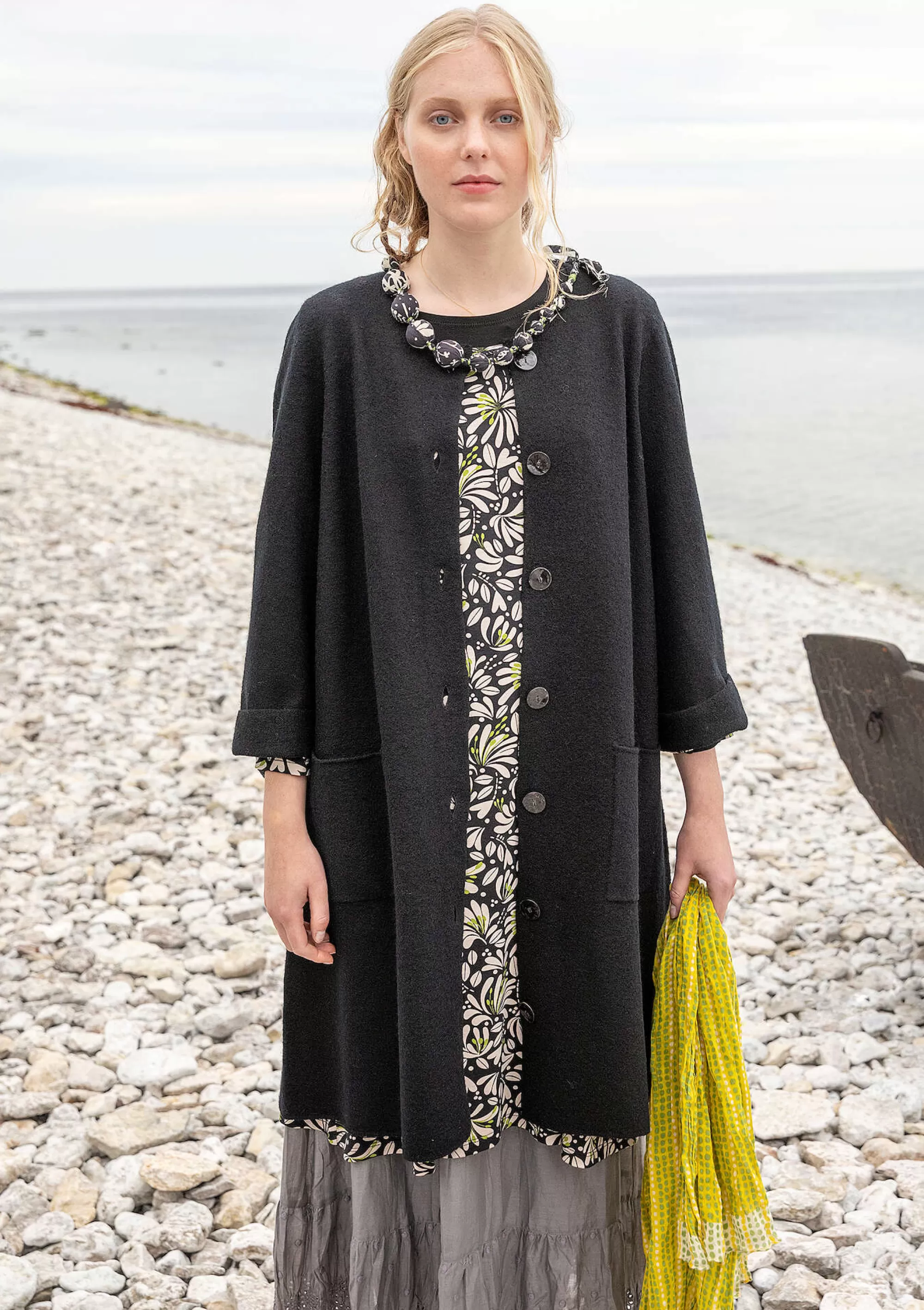 Strickjacken | Öko-Baumwolle^Gudrun Sjödén Langstrickjacke Aus Gefilzter Bio-Wolle schwarz