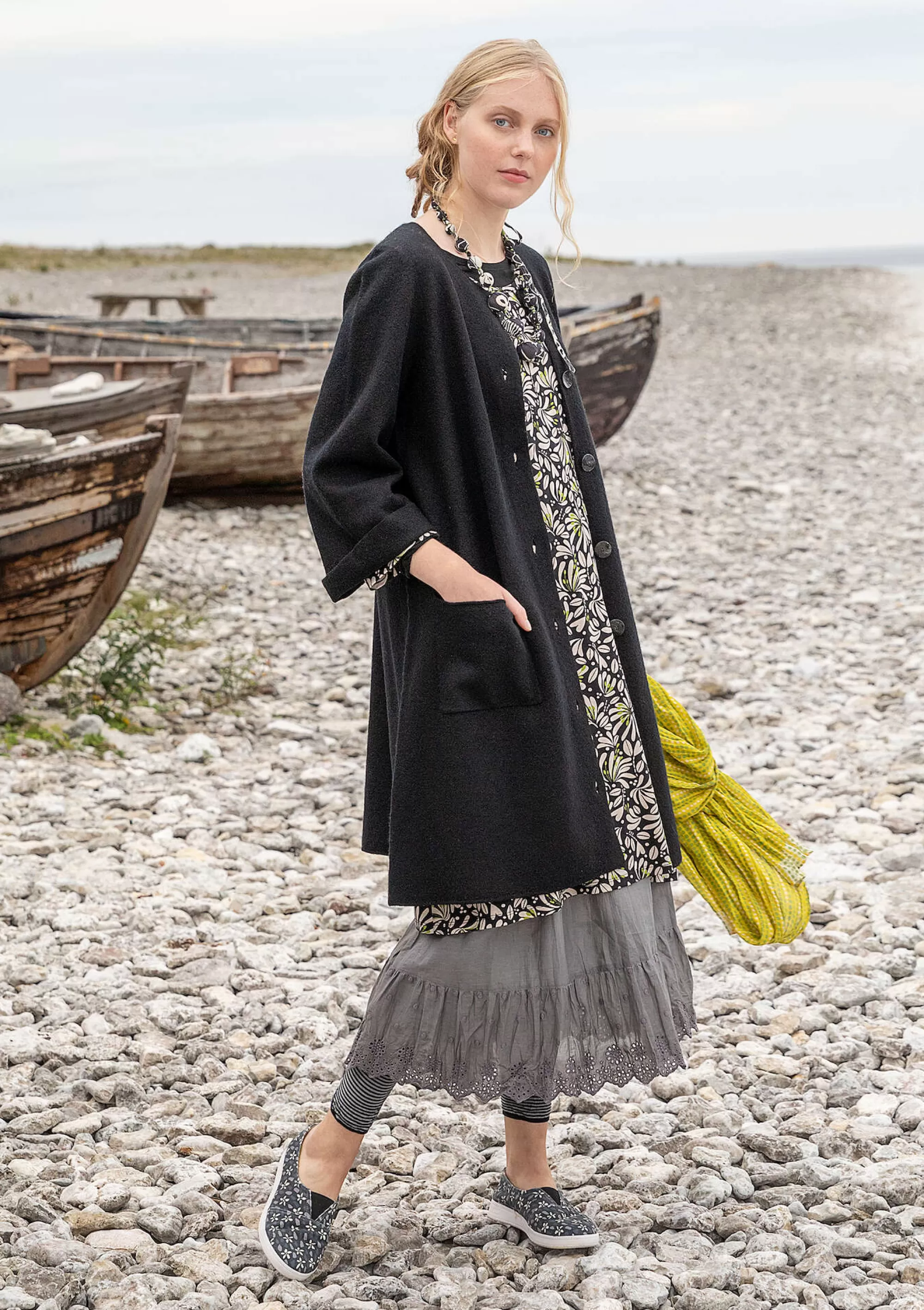 Strickjacken | Öko-Baumwolle^Gudrun Sjödén Langstrickjacke Aus Gefilzter Bio-Wolle schwarz
