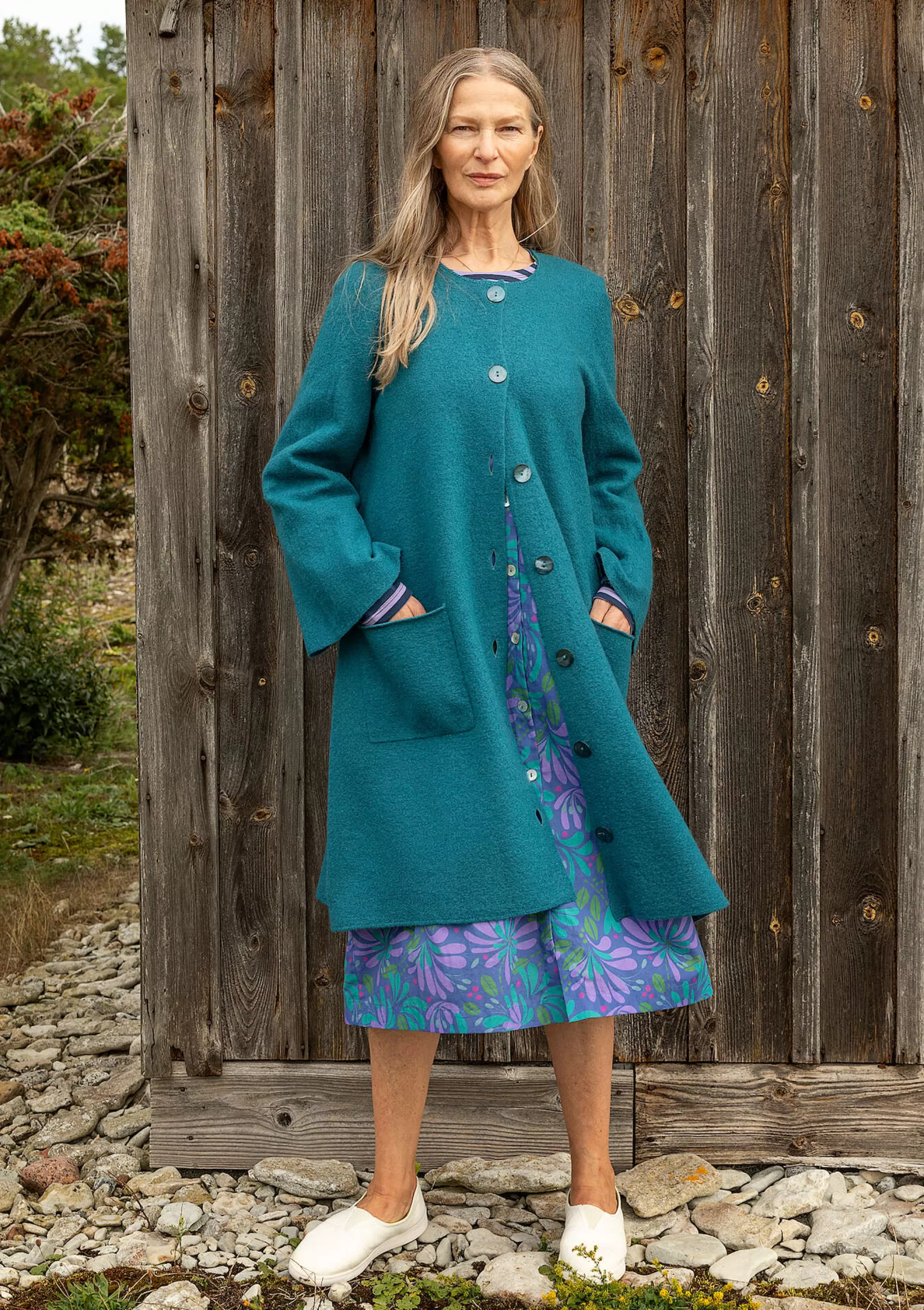 Strickjacken | Öko-Baumwolle^Gudrun Sjödén Langstrickjacke Aus Gefilzter Bio-Wolle petrol