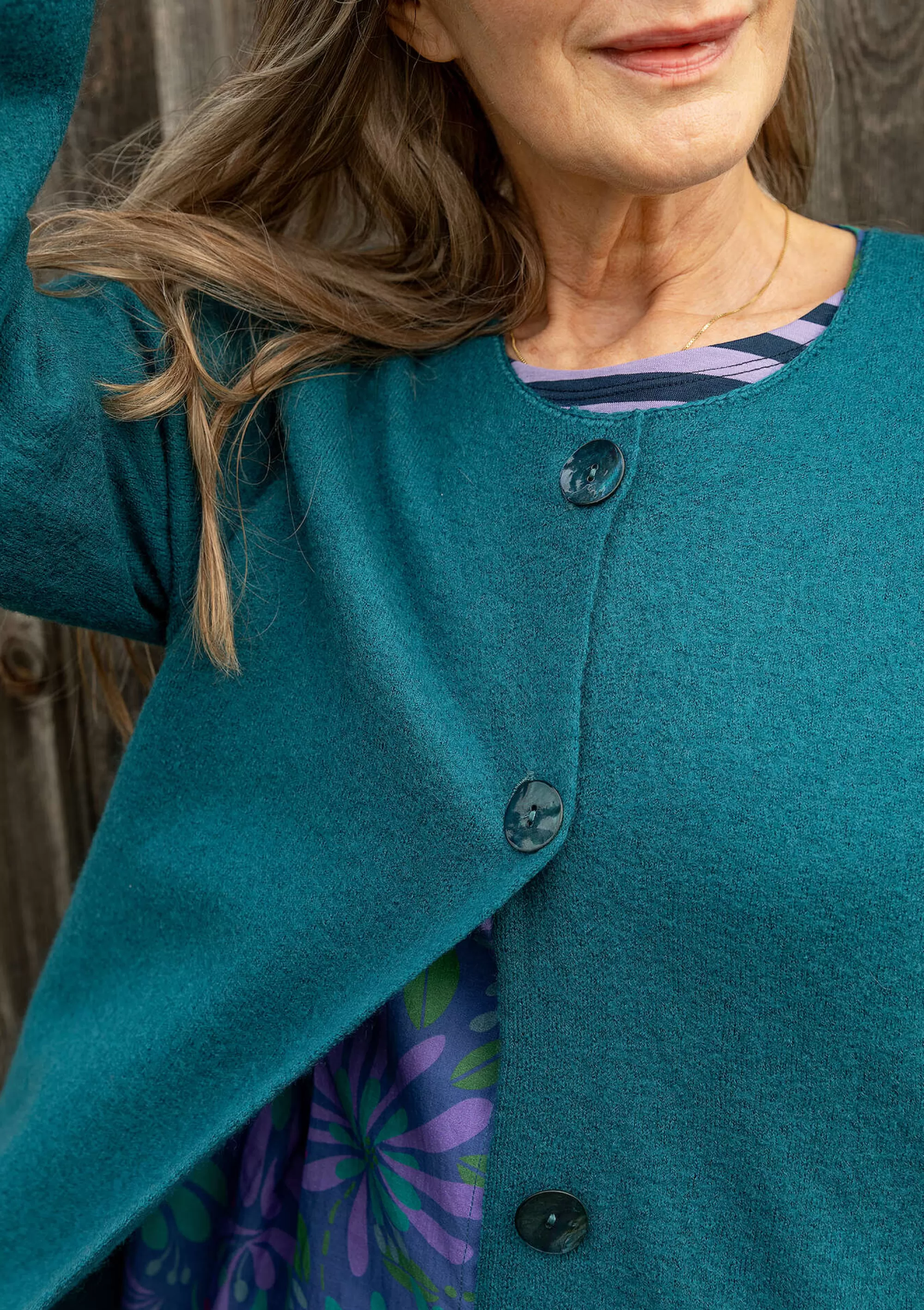 Strickjacken | Öko-Baumwolle^Gudrun Sjödén Langstrickjacke Aus Gefilzter Bio-Wolle petrol