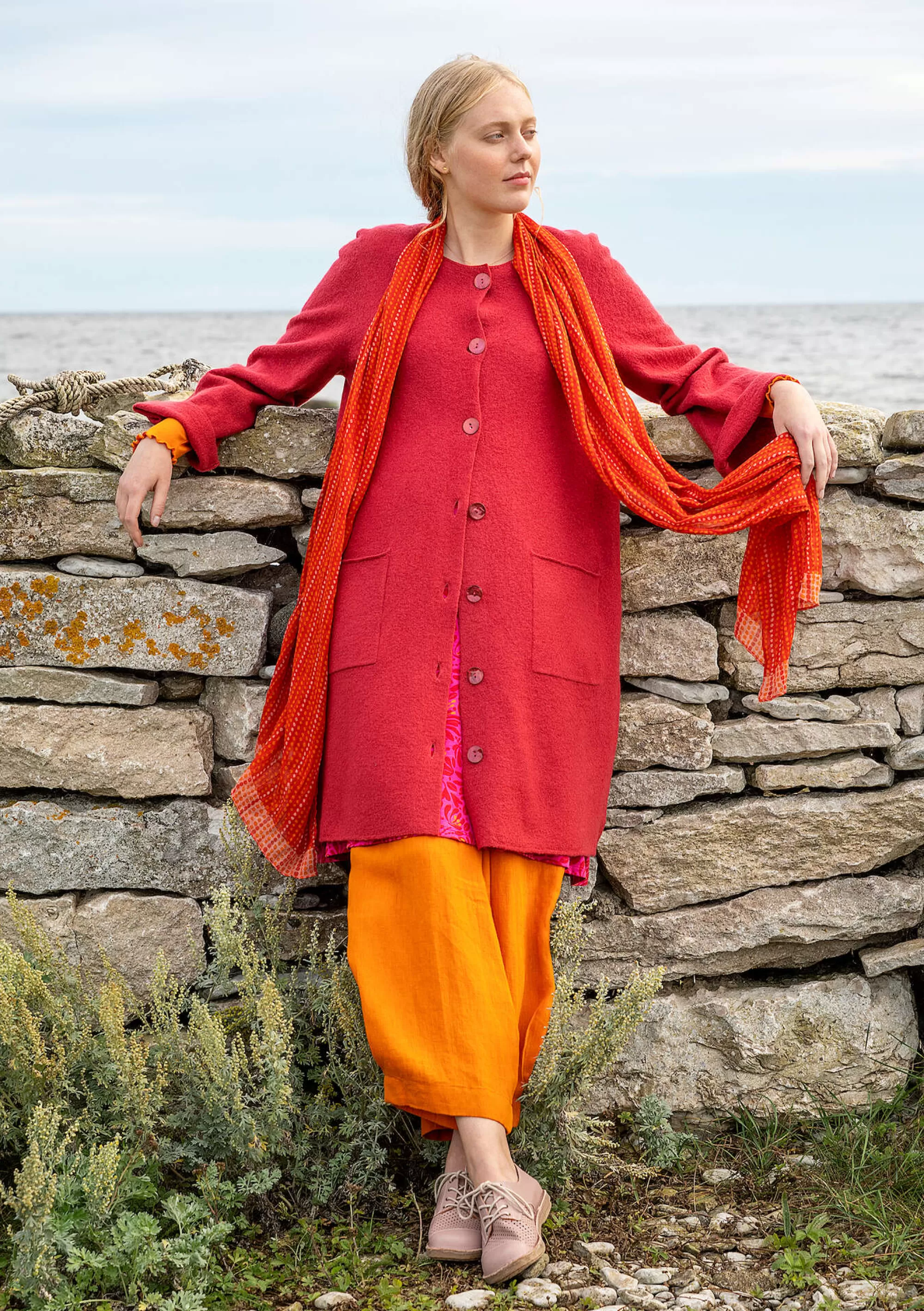 Strickjacken | Öko-Baumwolle^Gudrun Sjödén Langstrickjacke Aus Gefilzter Bio-Wolle rosenholz