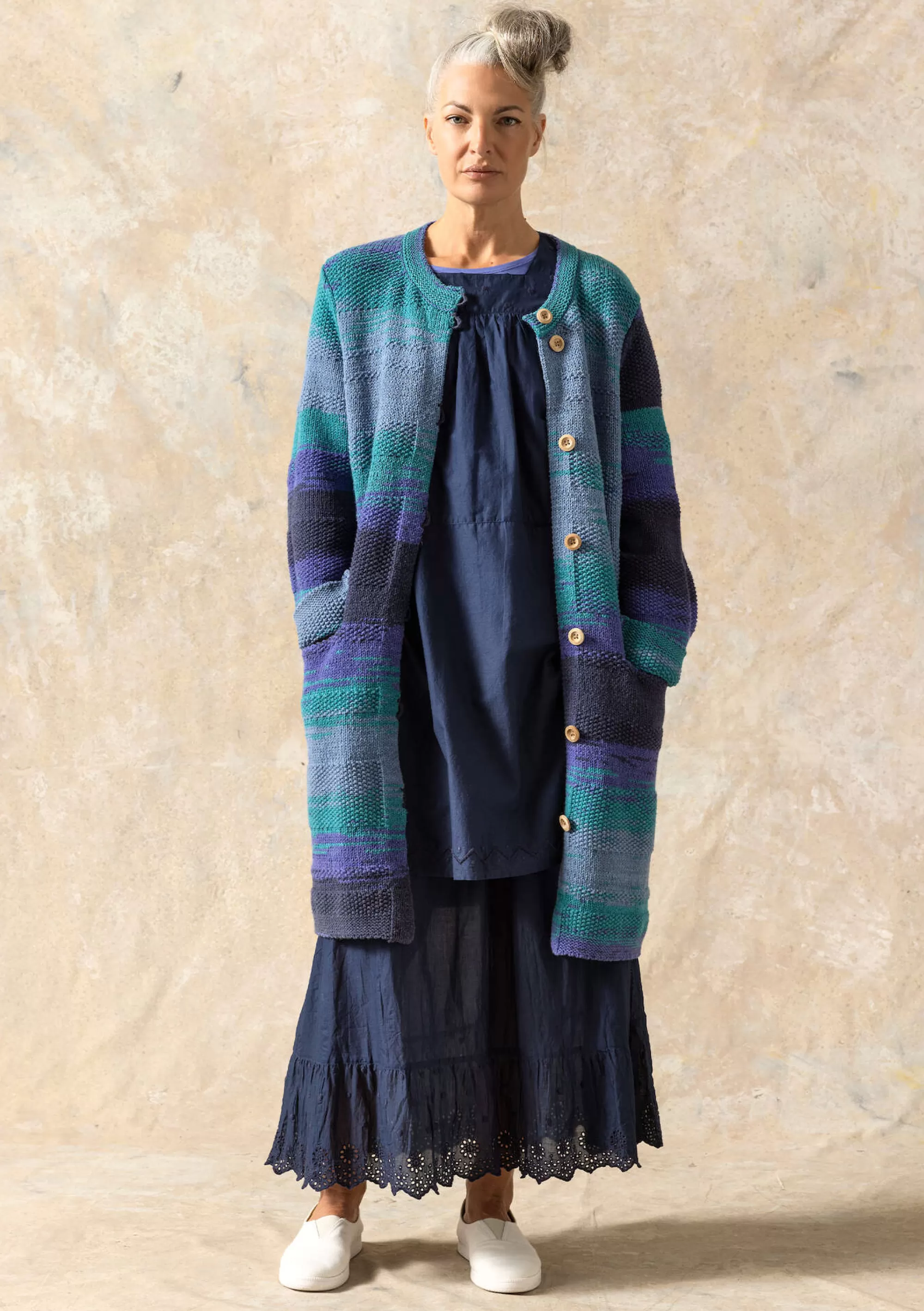 Strickjacken | Öko-Baumwolle^Gudrun Sjödén Langstrickjacke Ella Aus Wolle/Bio-Baumwolle himmelblau