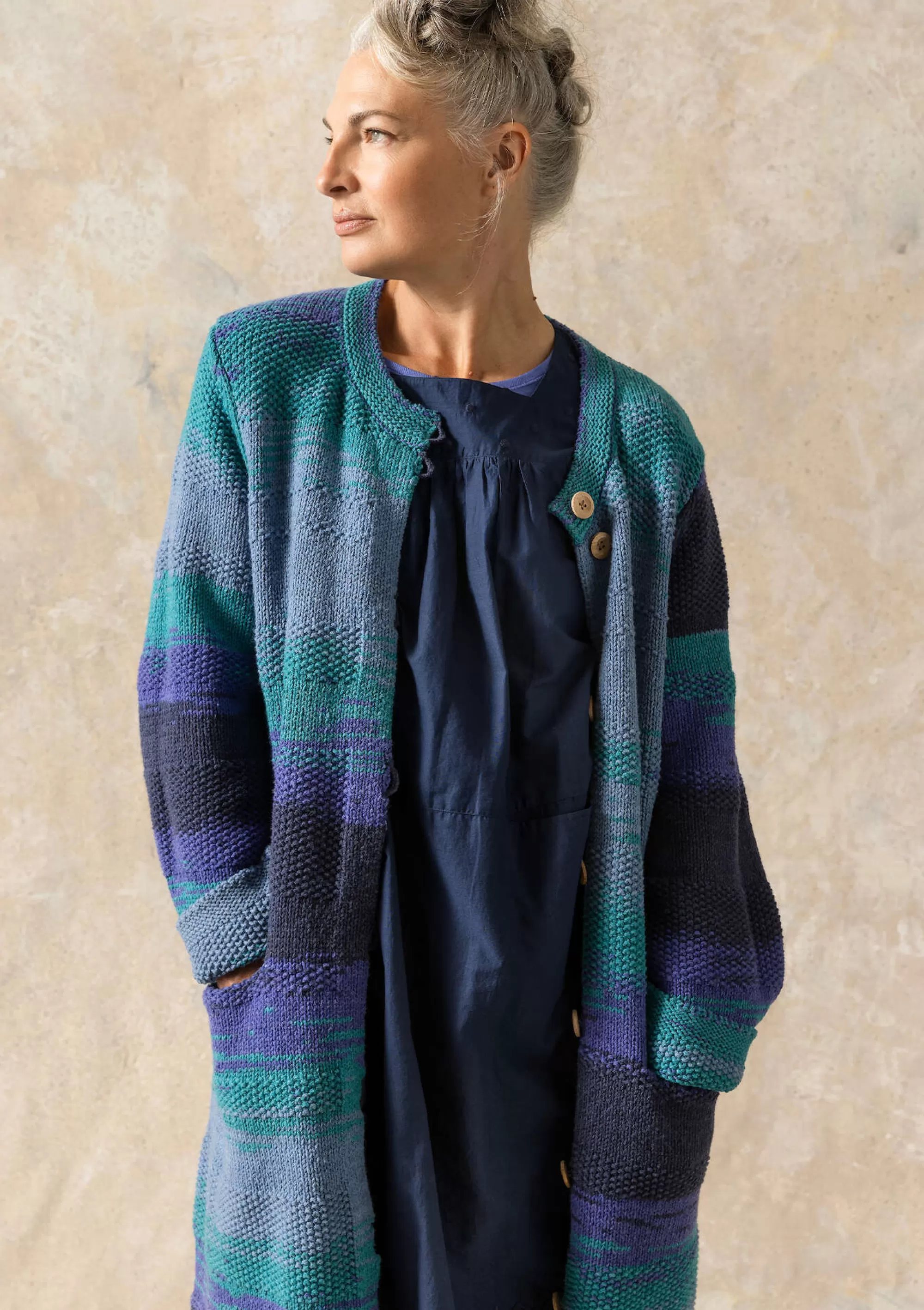 Strickjacken | Öko-Baumwolle^Gudrun Sjödén Langstrickjacke Ella Aus Wolle/Bio-Baumwolle himmelblau