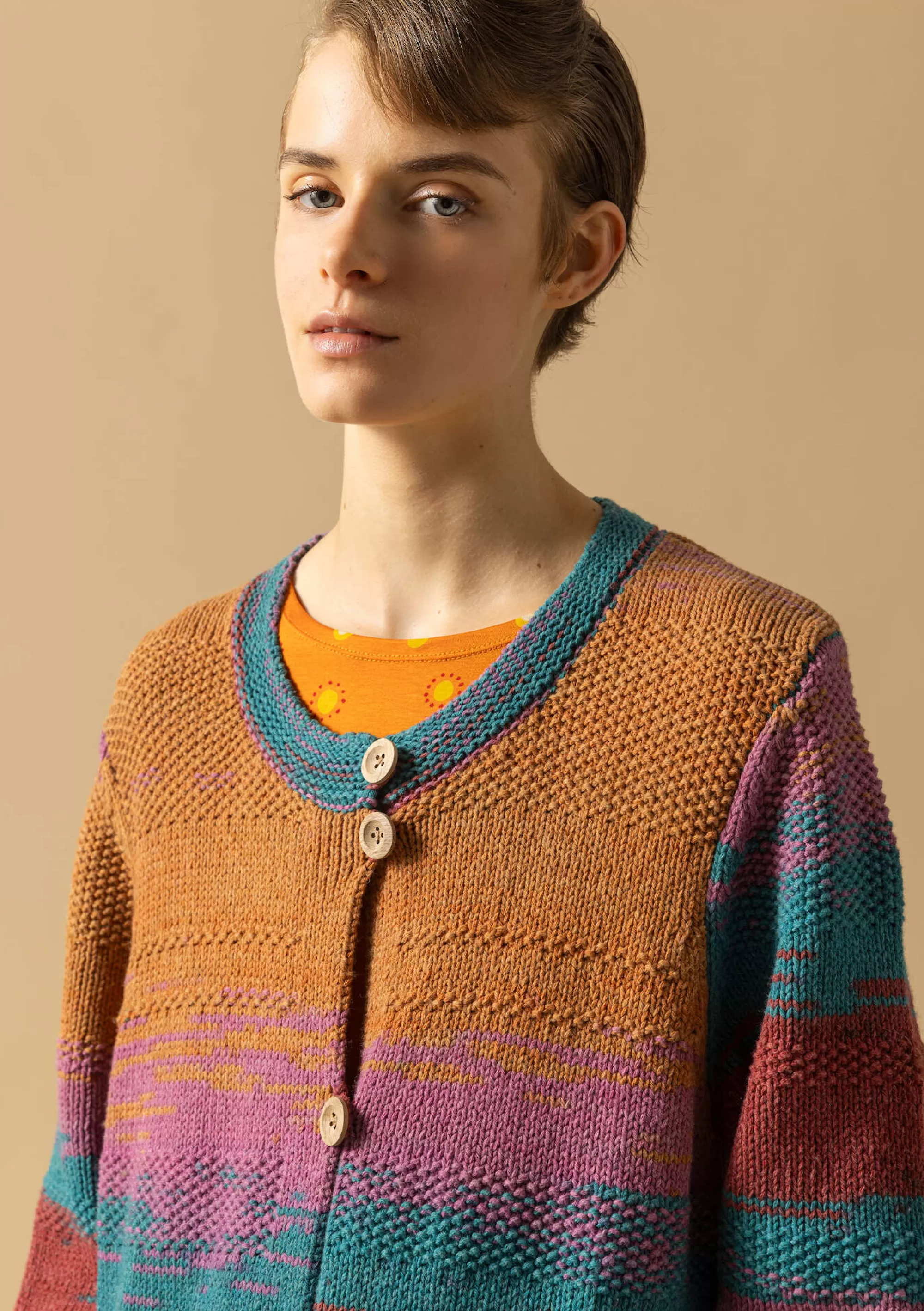 Strickjacken | Öko-Baumwolle^Gudrun Sjödén Langstrickjacke Ella Aus Wolle/Bio-Baumwolle kupfer