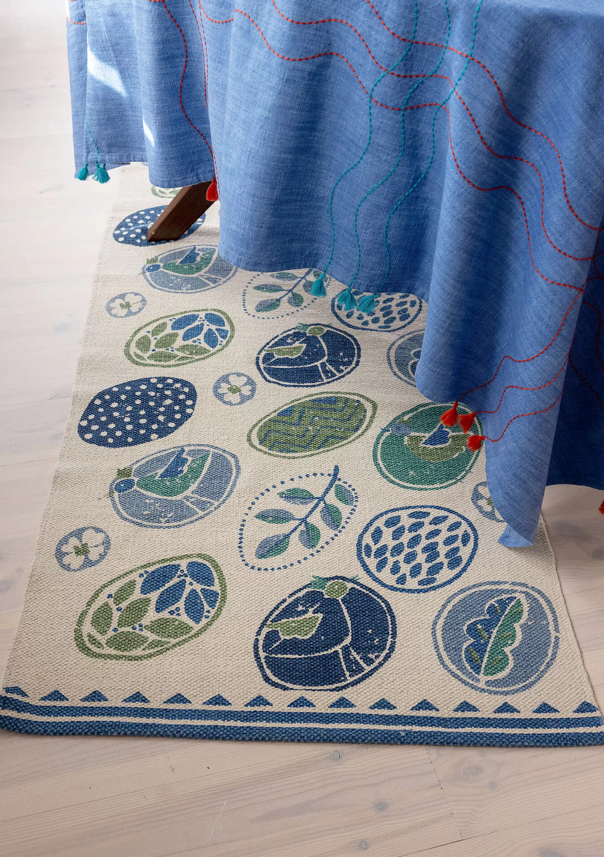 Teppiche | Heimtextilien^Gudrun Sjödén Läufer Nest Aus Bio-Baumwolle leinenblau