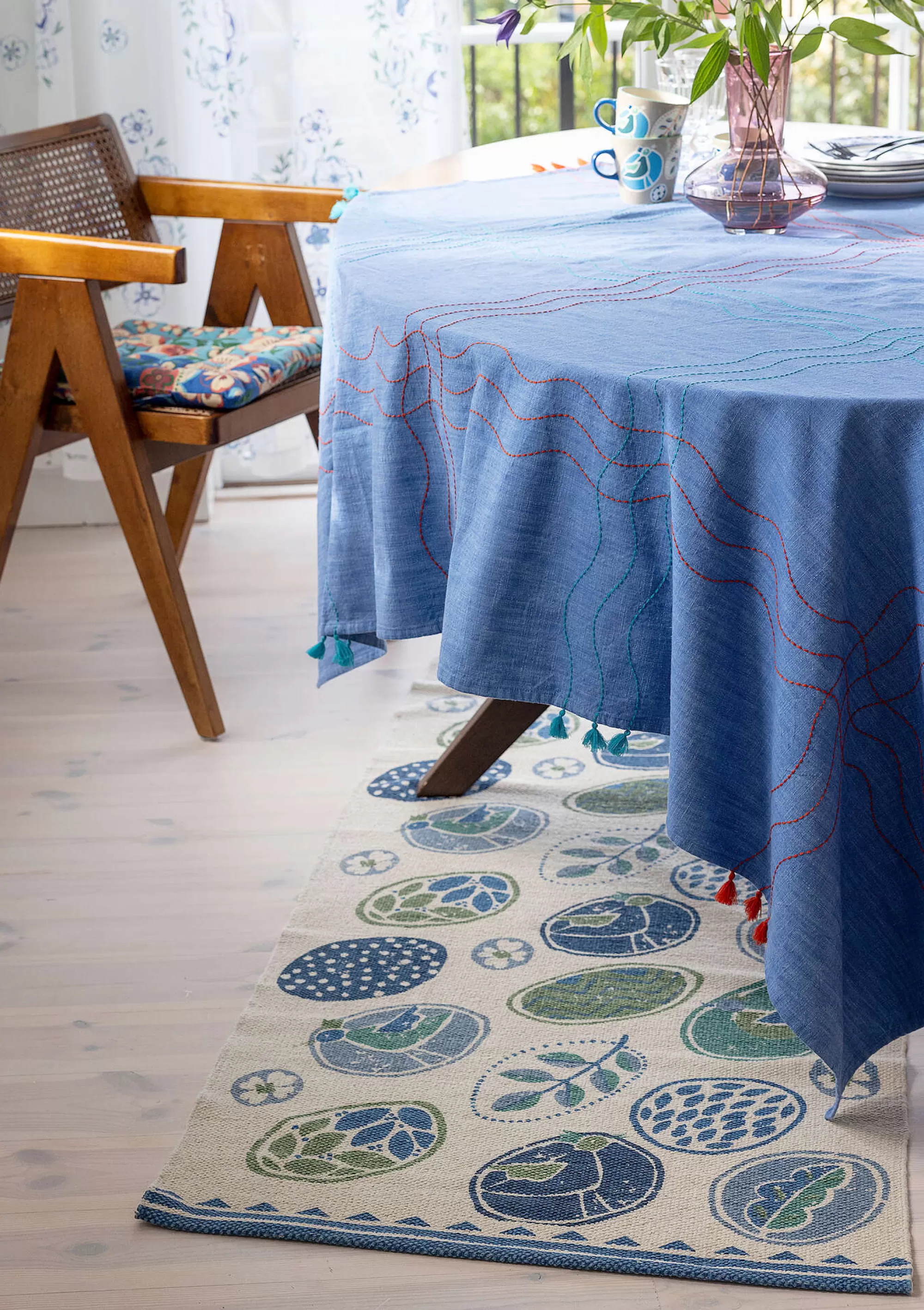 Teppiche | Heimtextilien^Gudrun Sjödén Läufer Nest Aus Bio-Baumwolle leinenblau
