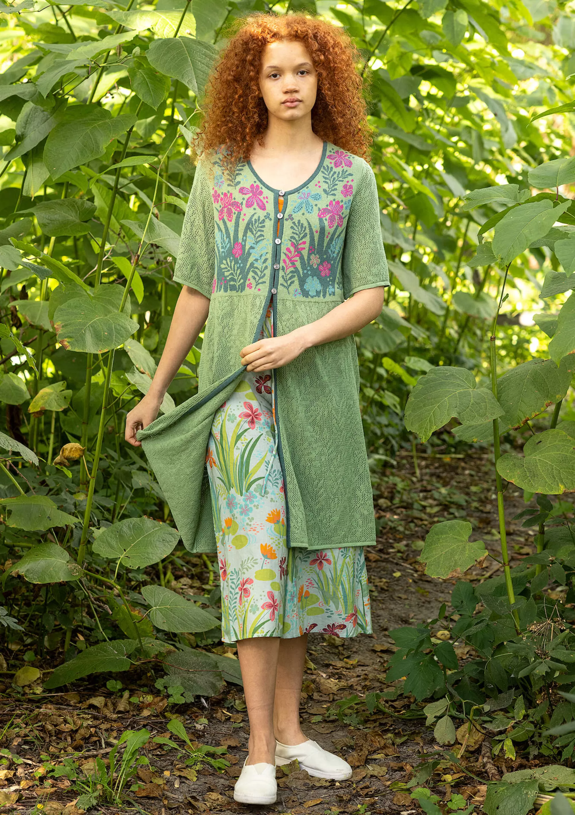 Strickjacken | Öko-Baumwolle^Gudrun Sjödén Pointelle-Strickjacke Iris Aus Leinen/Recycling-Baumwolle staubgrün