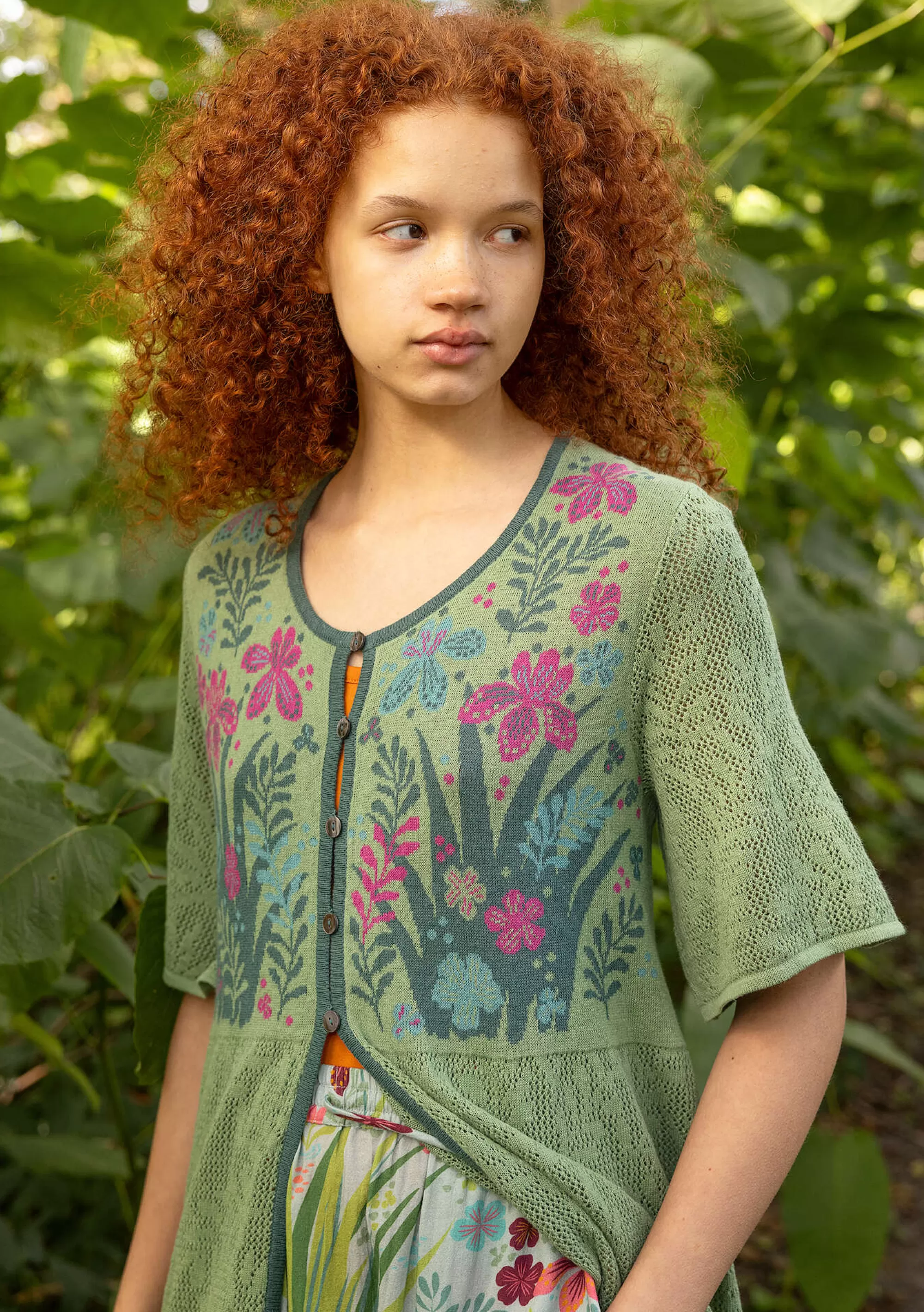 Strickjacken | Öko-Baumwolle^Gudrun Sjödén Pointelle-Strickjacke Iris Aus Leinen/Recycling-Baumwolle staubgrün