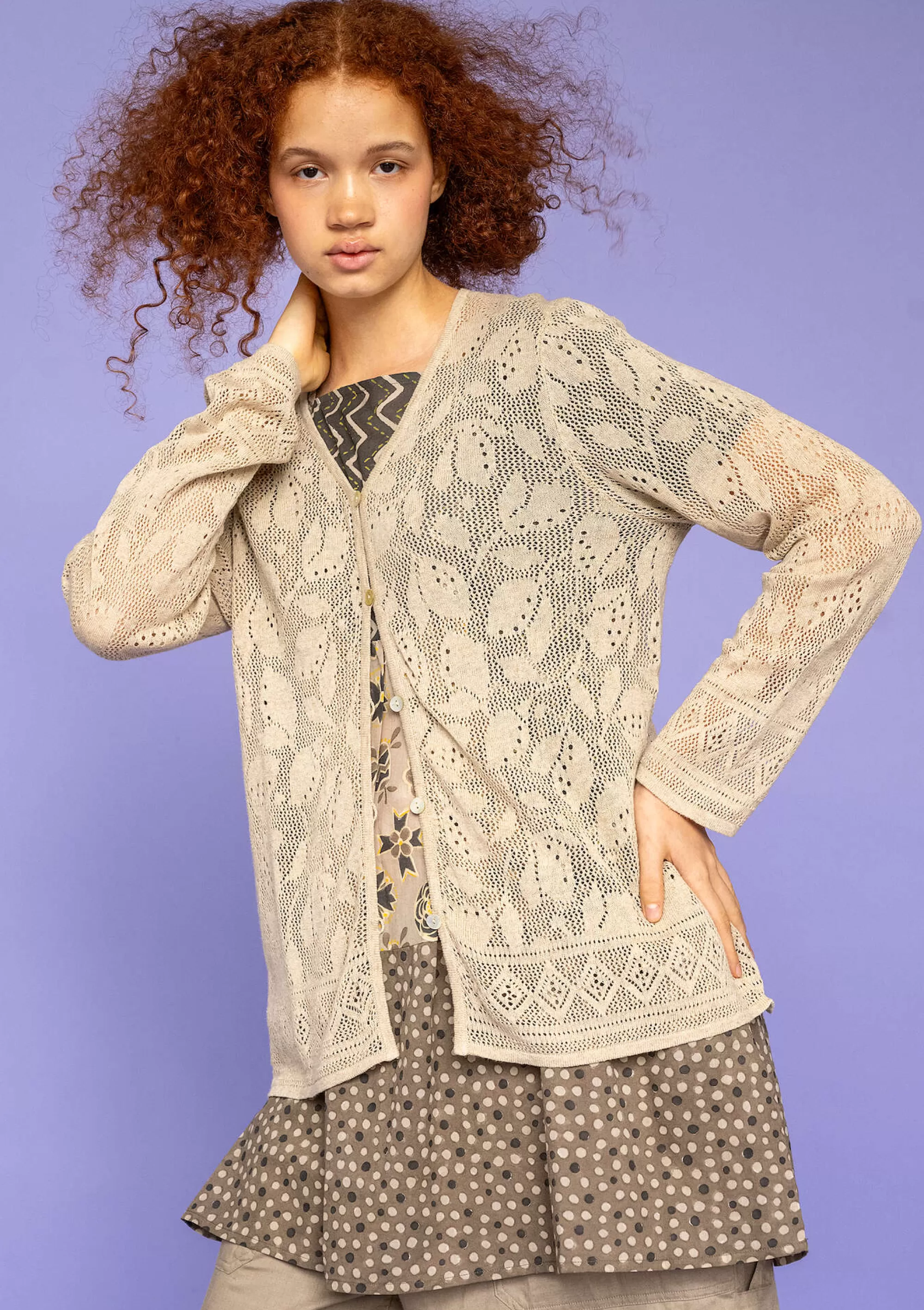 Strickjacken | Leinenkleidung^Gudrun Sjödén Pointelle-Strickjacke Luisa Aus Leinen/Recycling-Baumwolle natur/ungefärbt