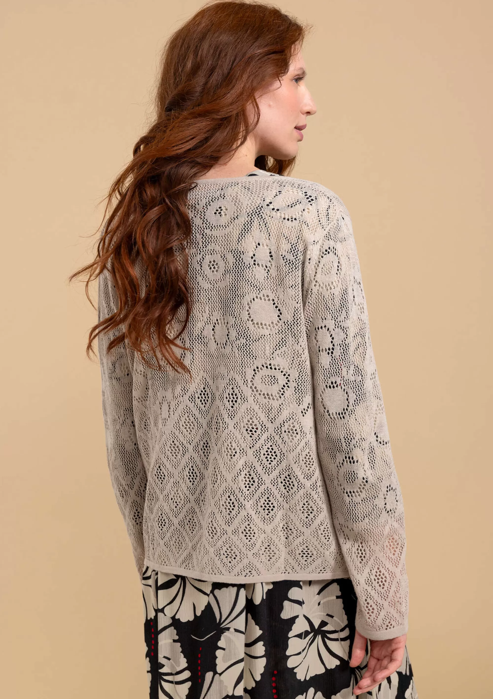 Strickjacken | Leinenkleidung^Gudrun Sjödén Pointelle-Strickjacke Pezenas Aus Leinen/Recycling-Baumwolle natur