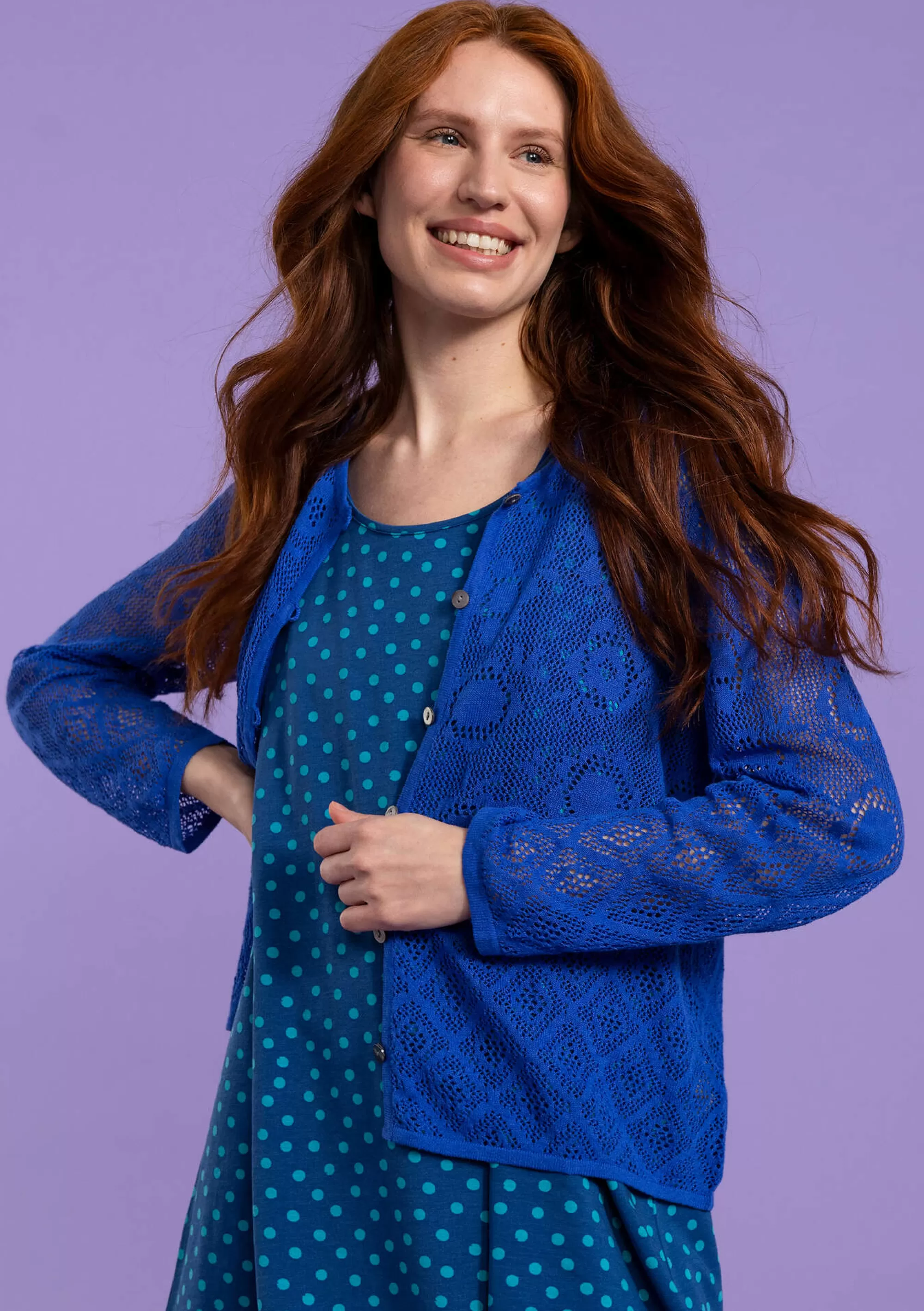 Strickjacken | Leinenkleidung^Gudrun Sjödén Pointelle-Strickjacke Pezenas Aus Leinen/Recycling-Baumwolle brillantblau