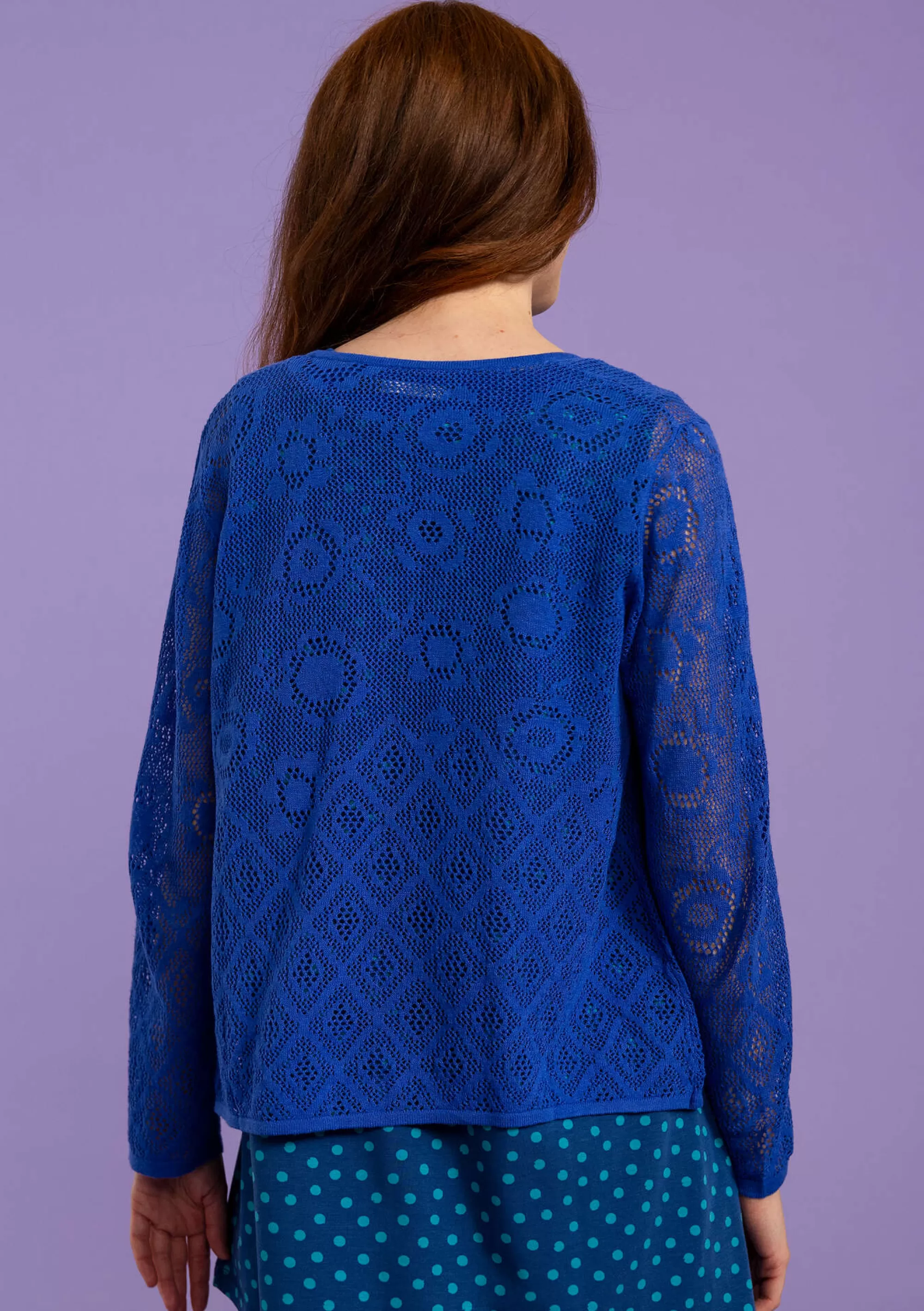 Strickjacken | Leinenkleidung^Gudrun Sjödén Pointelle-Strickjacke Pezenas Aus Leinen/Recycling-Baumwolle brillantblau
