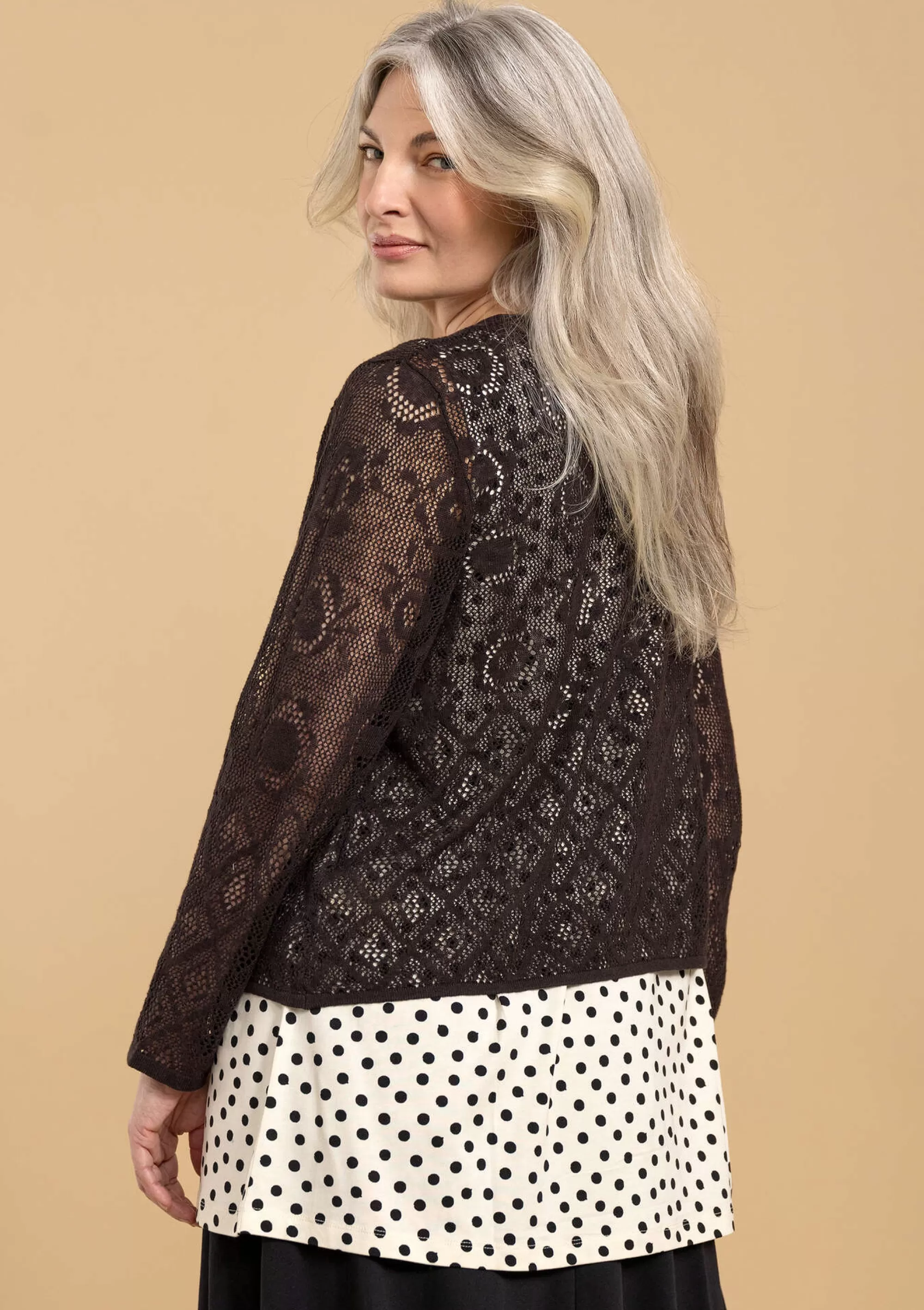 Schwedische Mode | Strickjacken^Gudrun Sjödén Pointelle-Strickjacke Pezenas Aus Leinen/Recycling-Baumwolle espresso