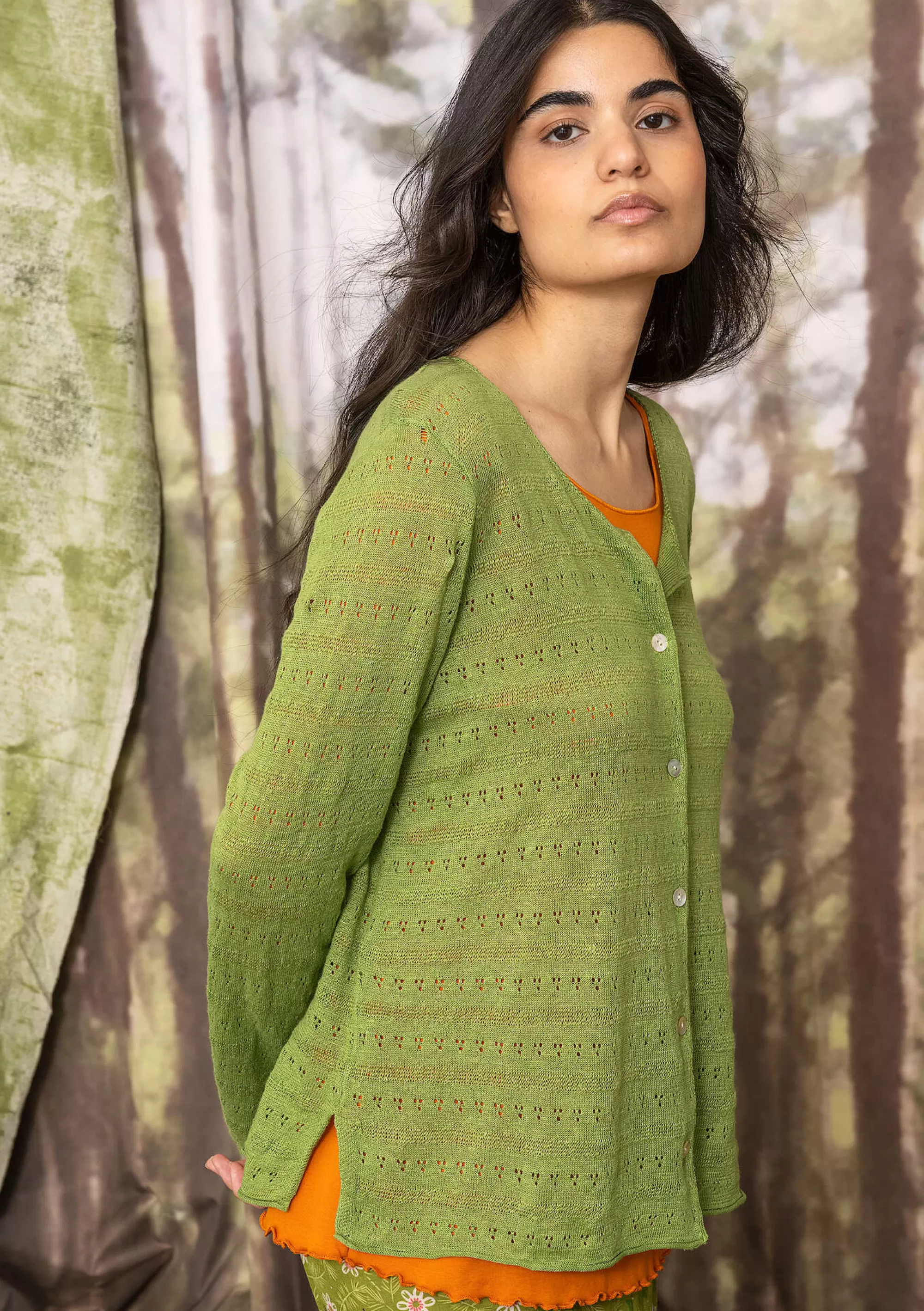 Strickjacken | Leinenkleidung^Gudrun Sjödén Pointelle-Strickjacke  zikade