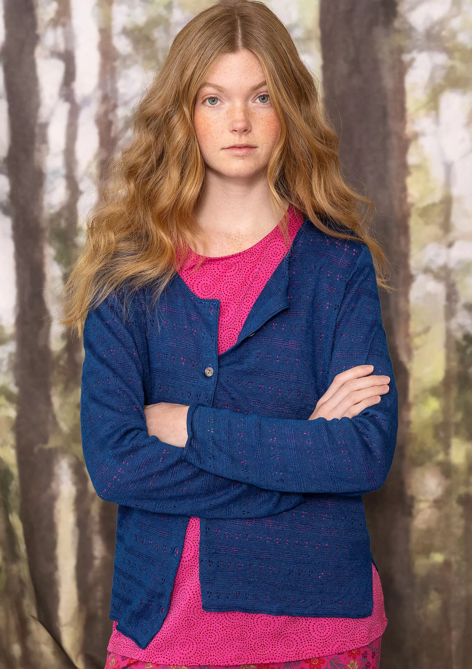 Strickjacken | Leinenkleidung^Gudrun Sjödén Pointelle-Strickjacke  indigoblau
