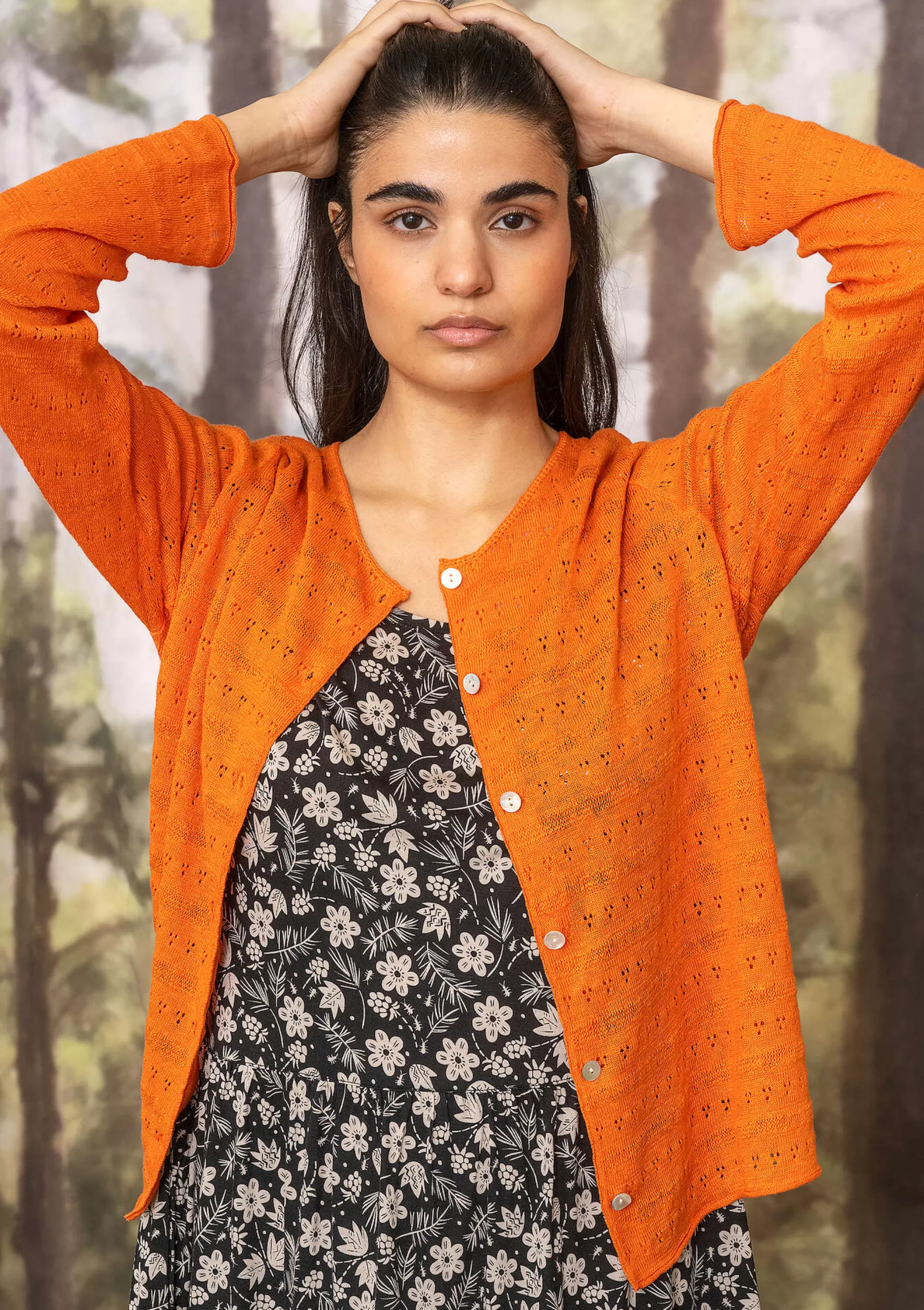 Strickjacken | Leinenkleidung^Gudrun Sjödén Pointelle-Strickjacke  nektar
