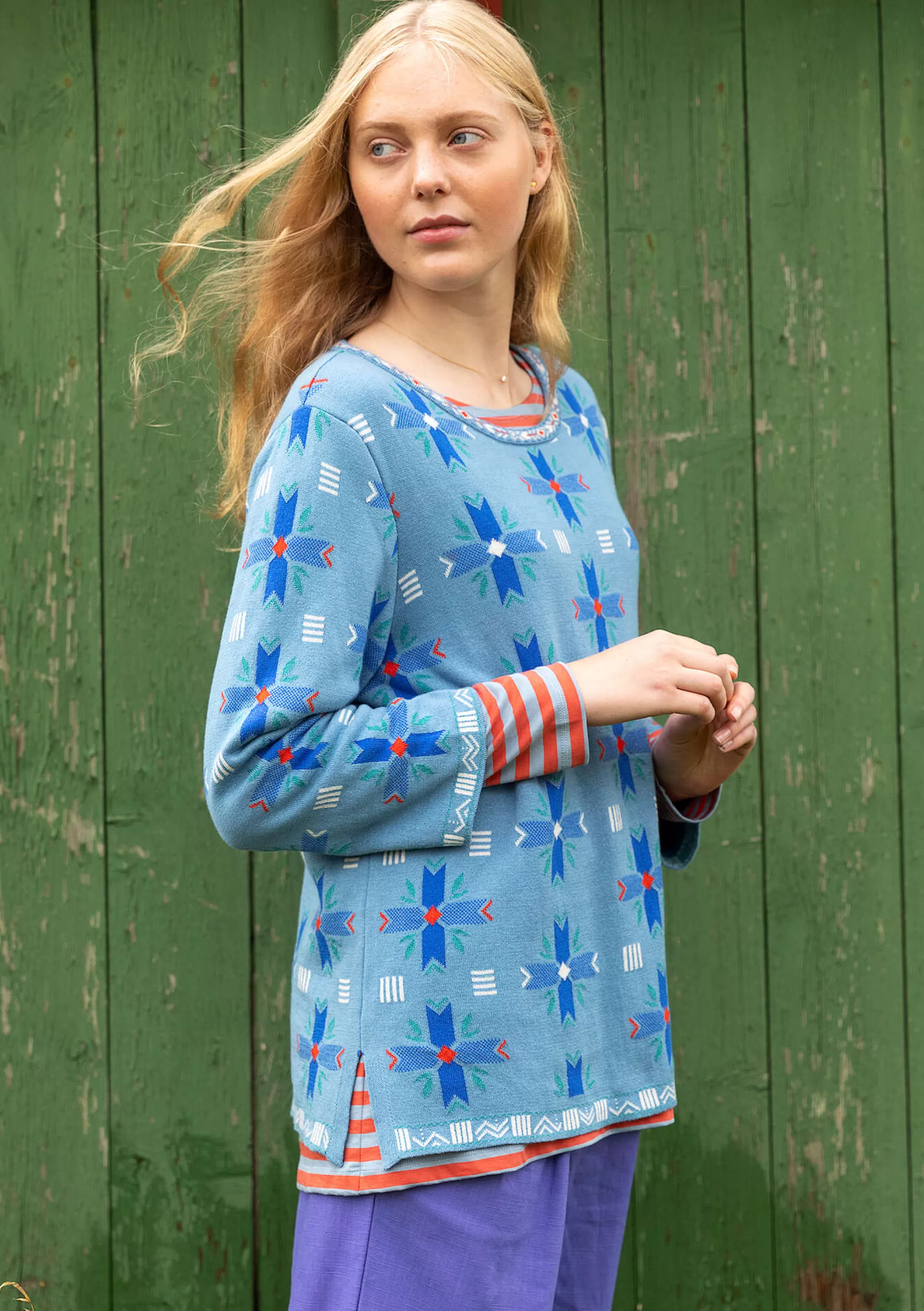 Pullover & Shirts | Blumenkleidung^Gudrun Sjödén Pullover Bunge Aus Bio- Und Recycling-Baumwolle hellindigo