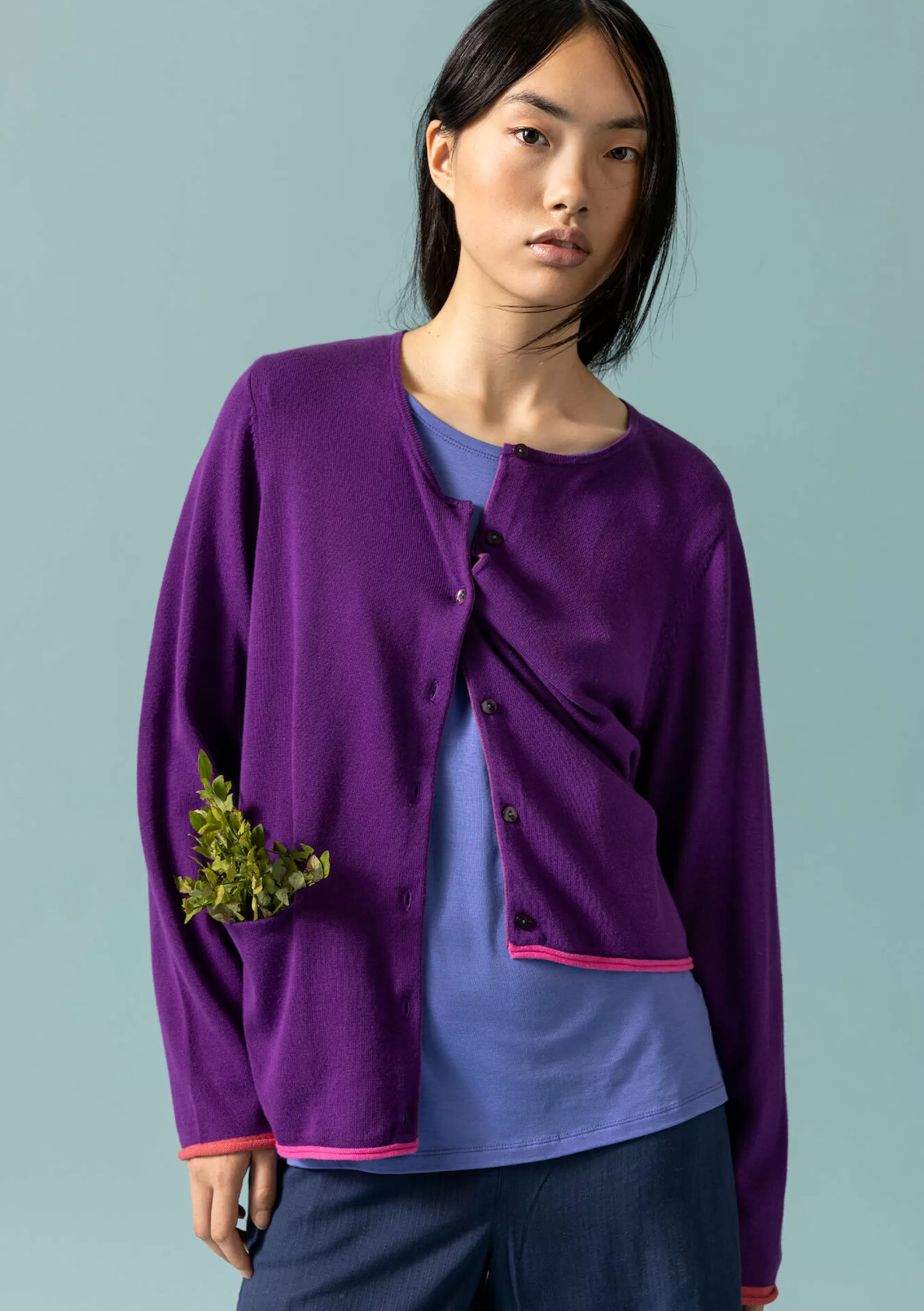 Strickjacken | Öko-Baumwolle^Gudrun Sjödén Strickjacke Aus Bio-/Recycling-Baumwolle pflaume