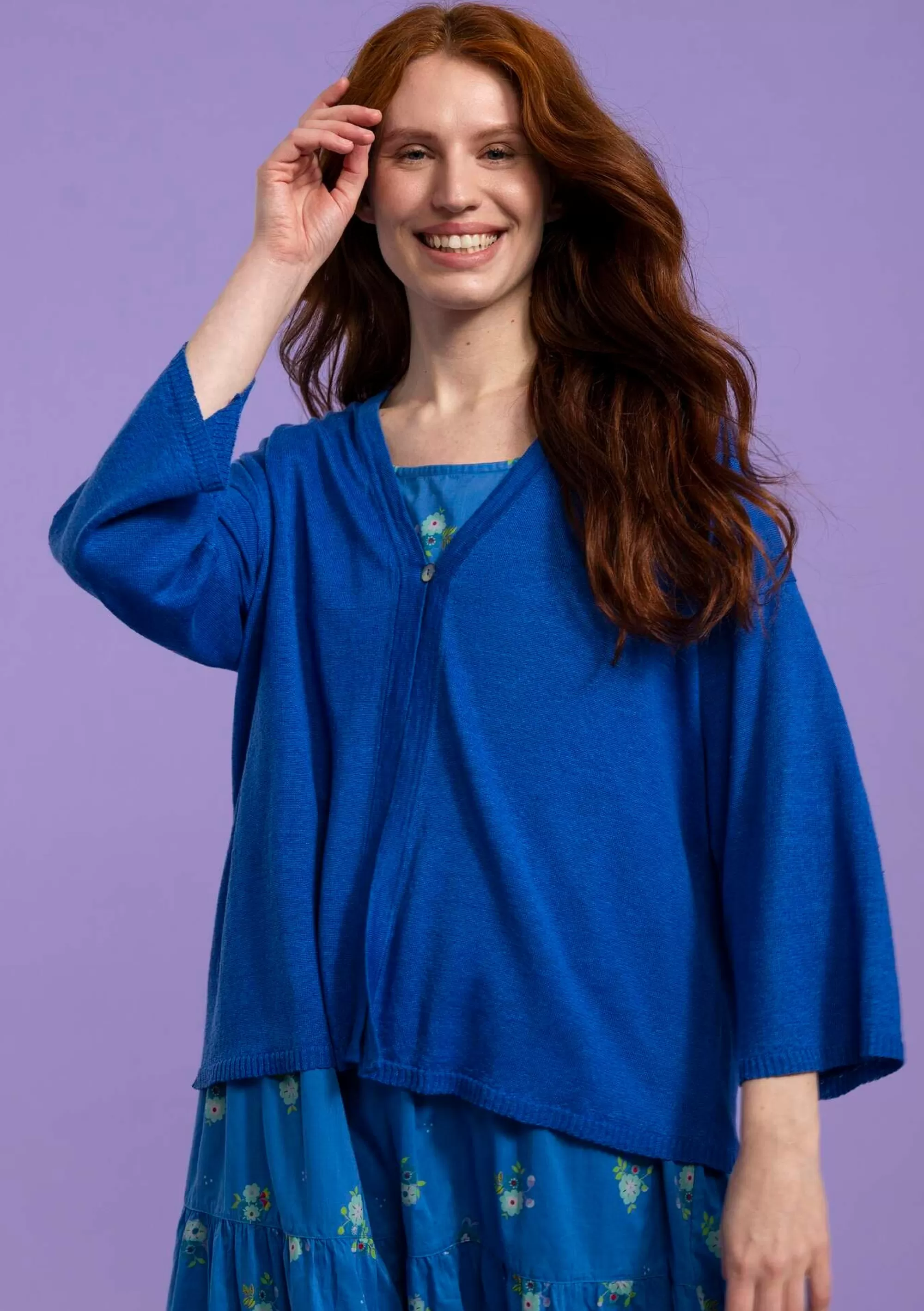 Strickjacken | Leinenkleidung^Gudrun Sjödén Strickjacke Aus Leinen saphirblau